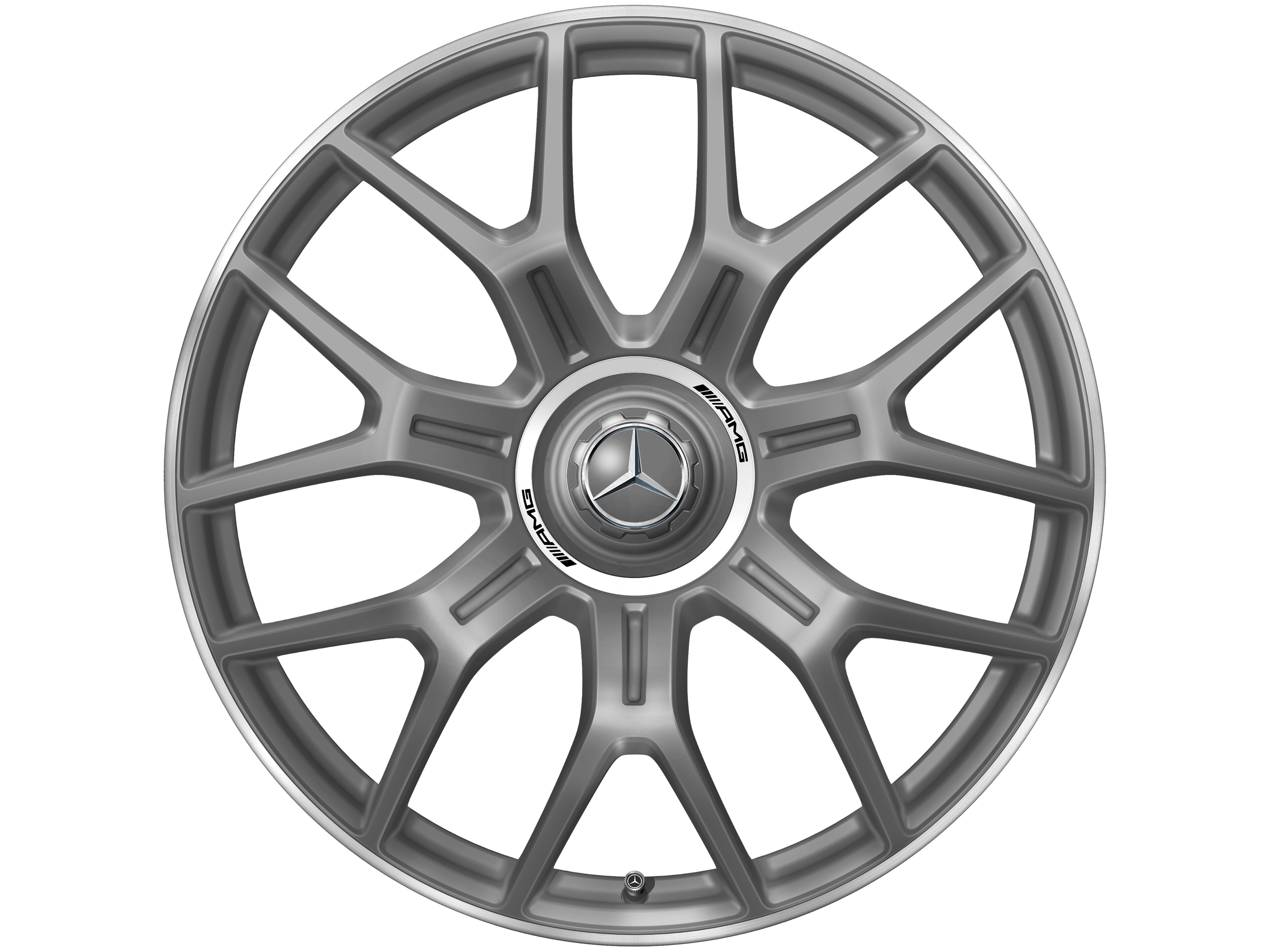 AMG forged wheel in cross-spoke design, 53.3 cm (21-inch), High-sheen rim flange - 10 J x 21 ET 24, matt titanium grey, high-sheen rim flange