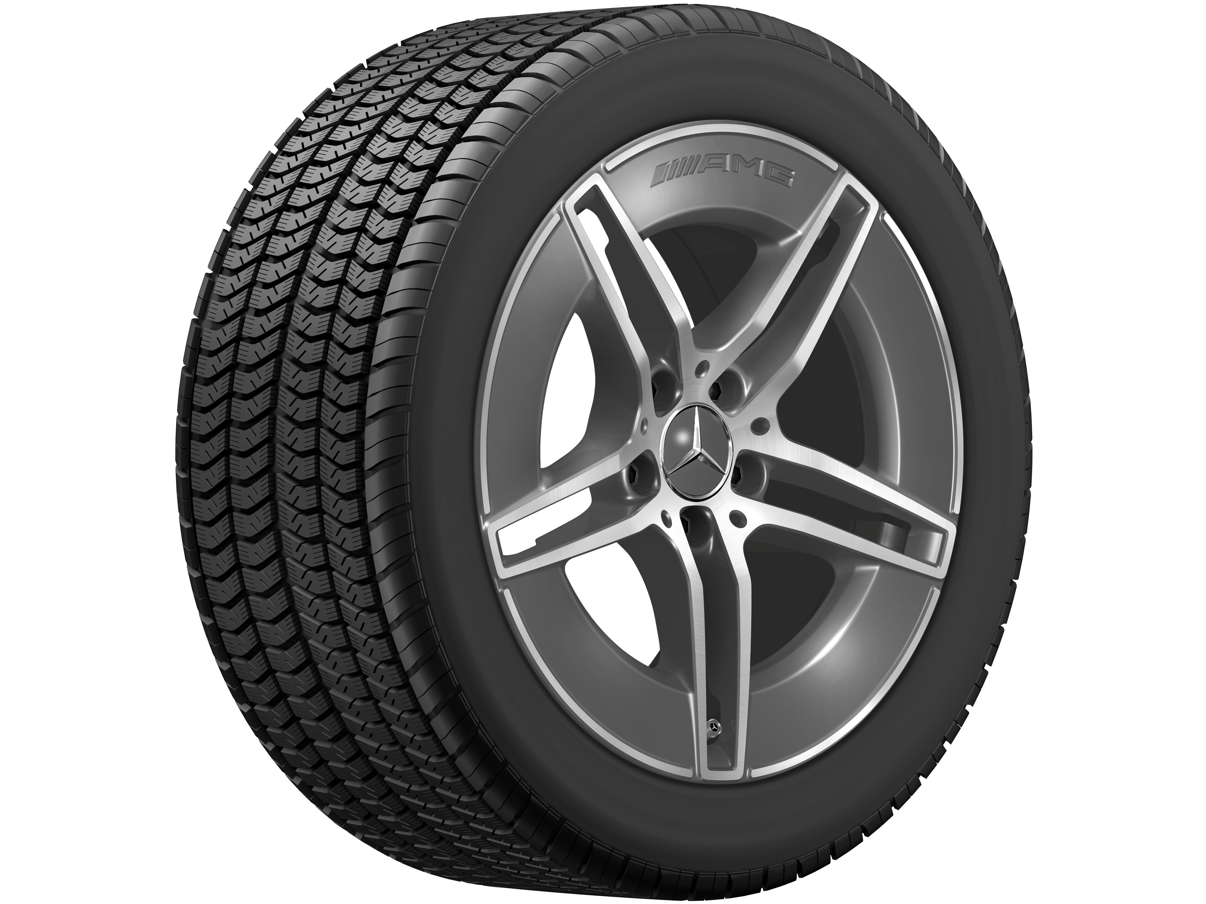 AMG 5-twin-spoke wheel, 45.7 cm (18-inch) - 9 J x 18 ET 60,5, tantalite grey, high-sheen