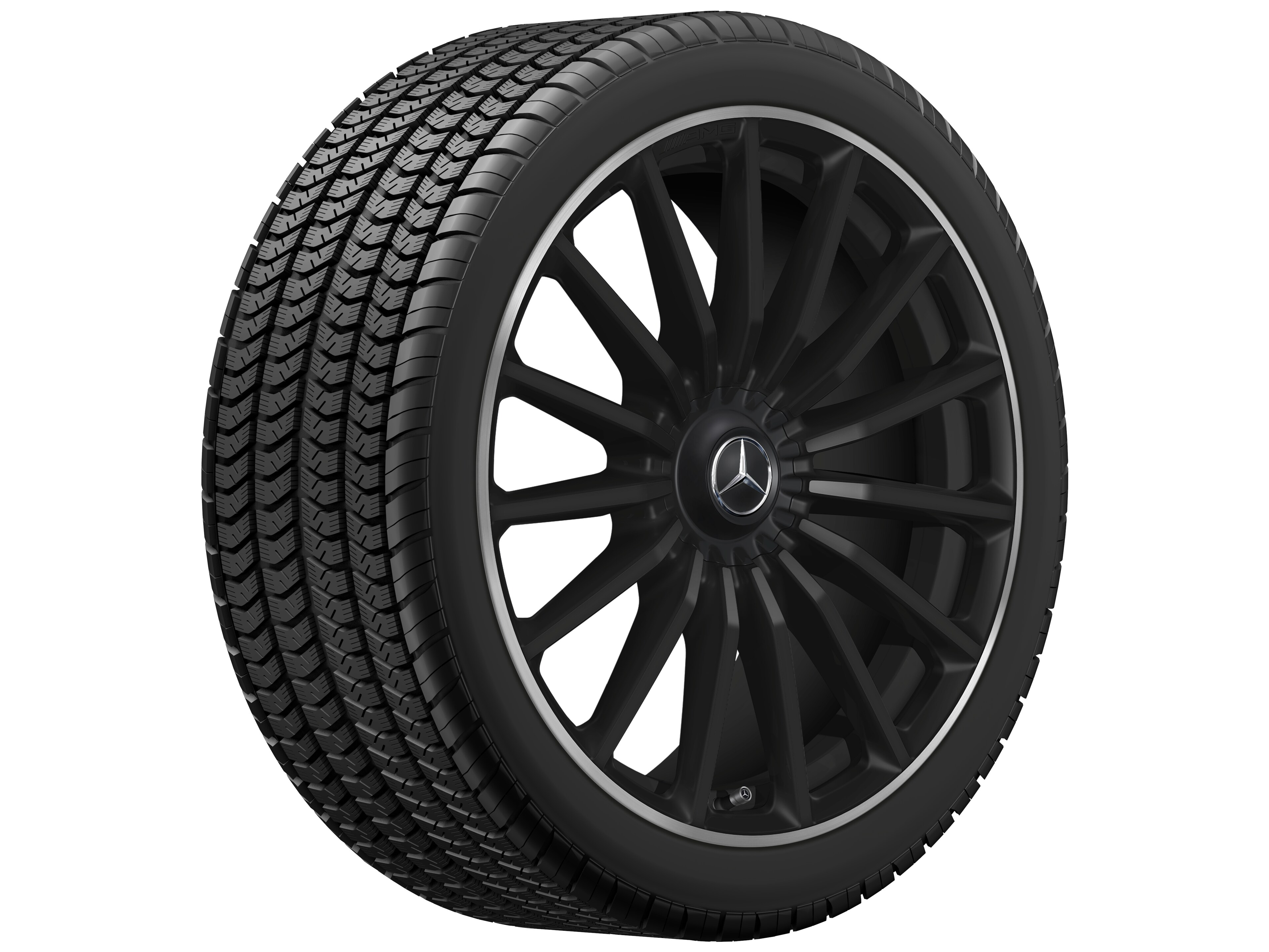 AMG multi-spoke wheel, 55.9 cm (22-inch), High-sheen rim flange - 11,5 J x 22 ET 47, matt black, high-sheen rim flange