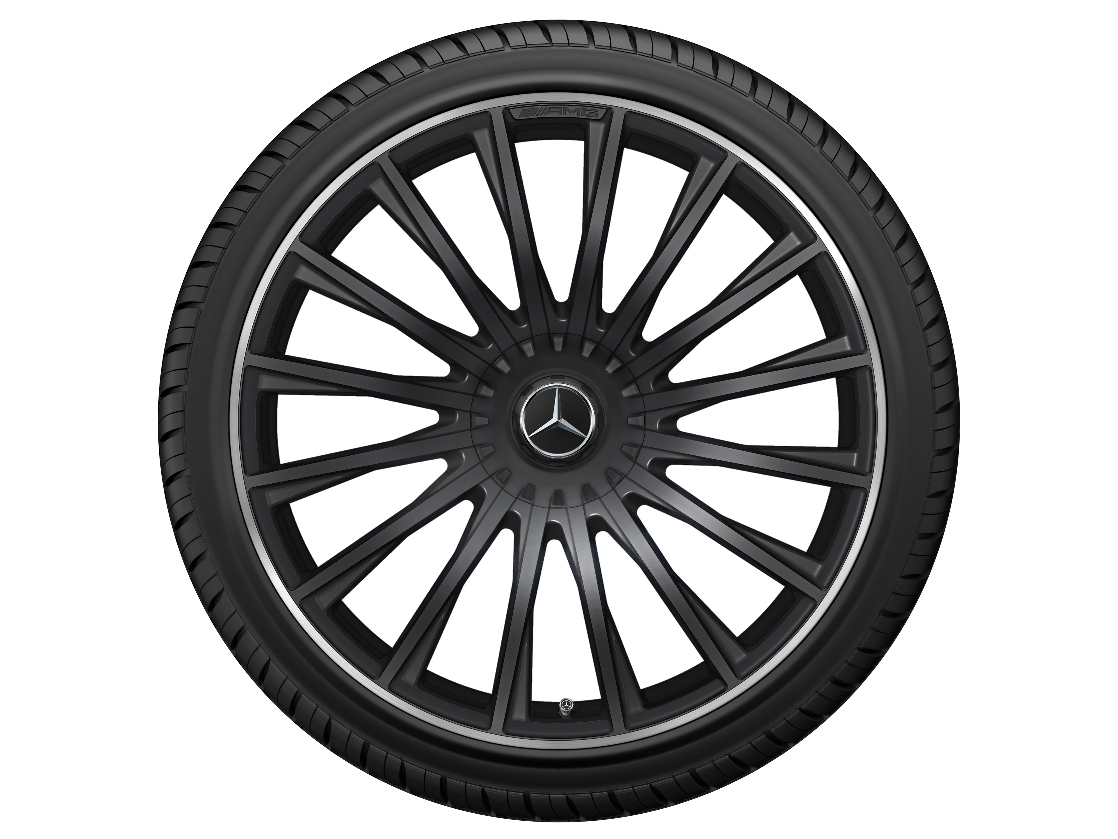 AMG multi-spoke forged wheel, 53.3 cm (21-inch), High-sheen rim flange - 9,5 J x 21 ET 33, matt black, high-sheen rim flange