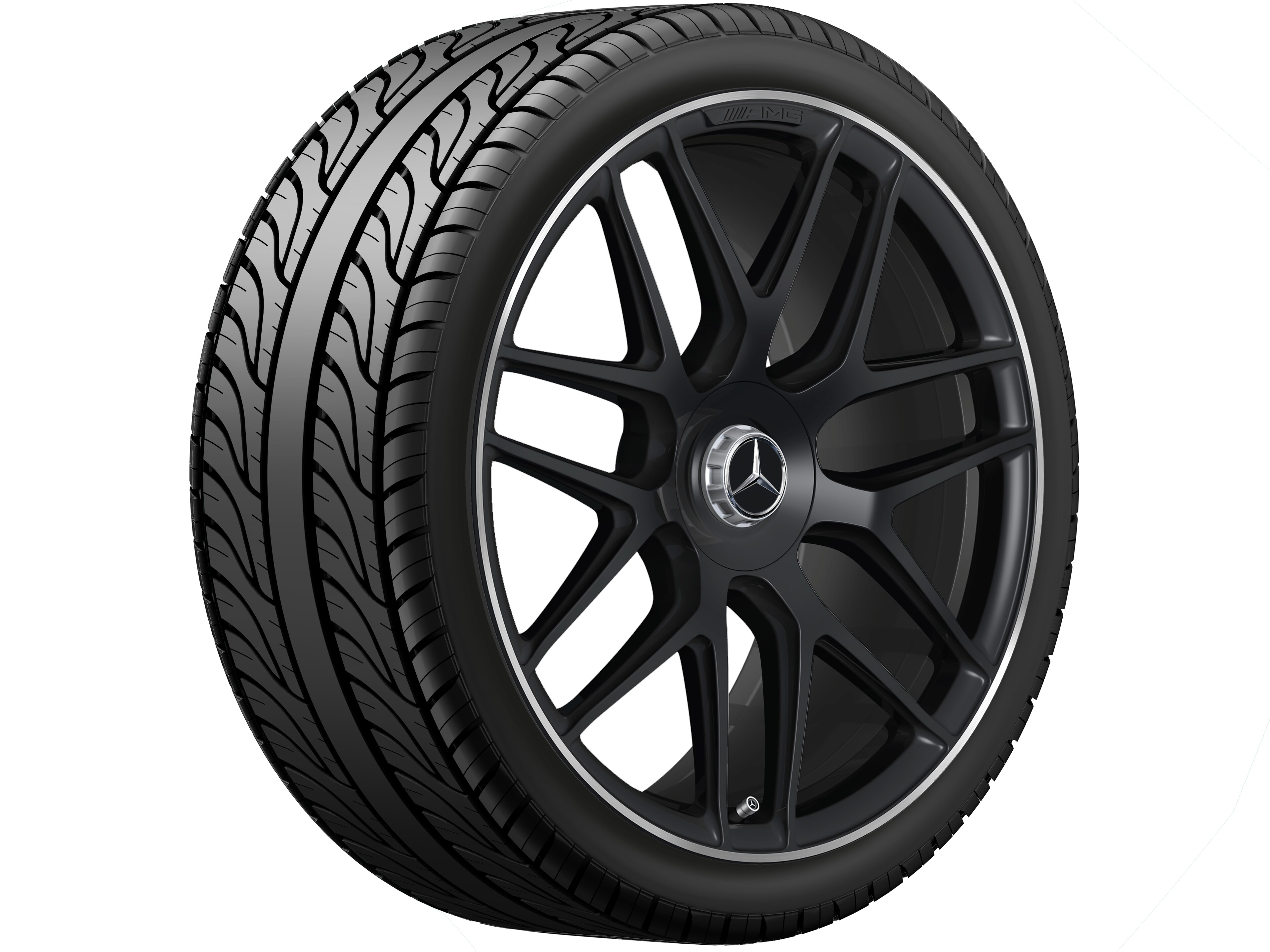 AMG forged wheel in cross-spoke design, 55.9 cm (22-inch), High-sheen rim flange - 10 J x 22 ET 55, matt black, high-sheen rim flange