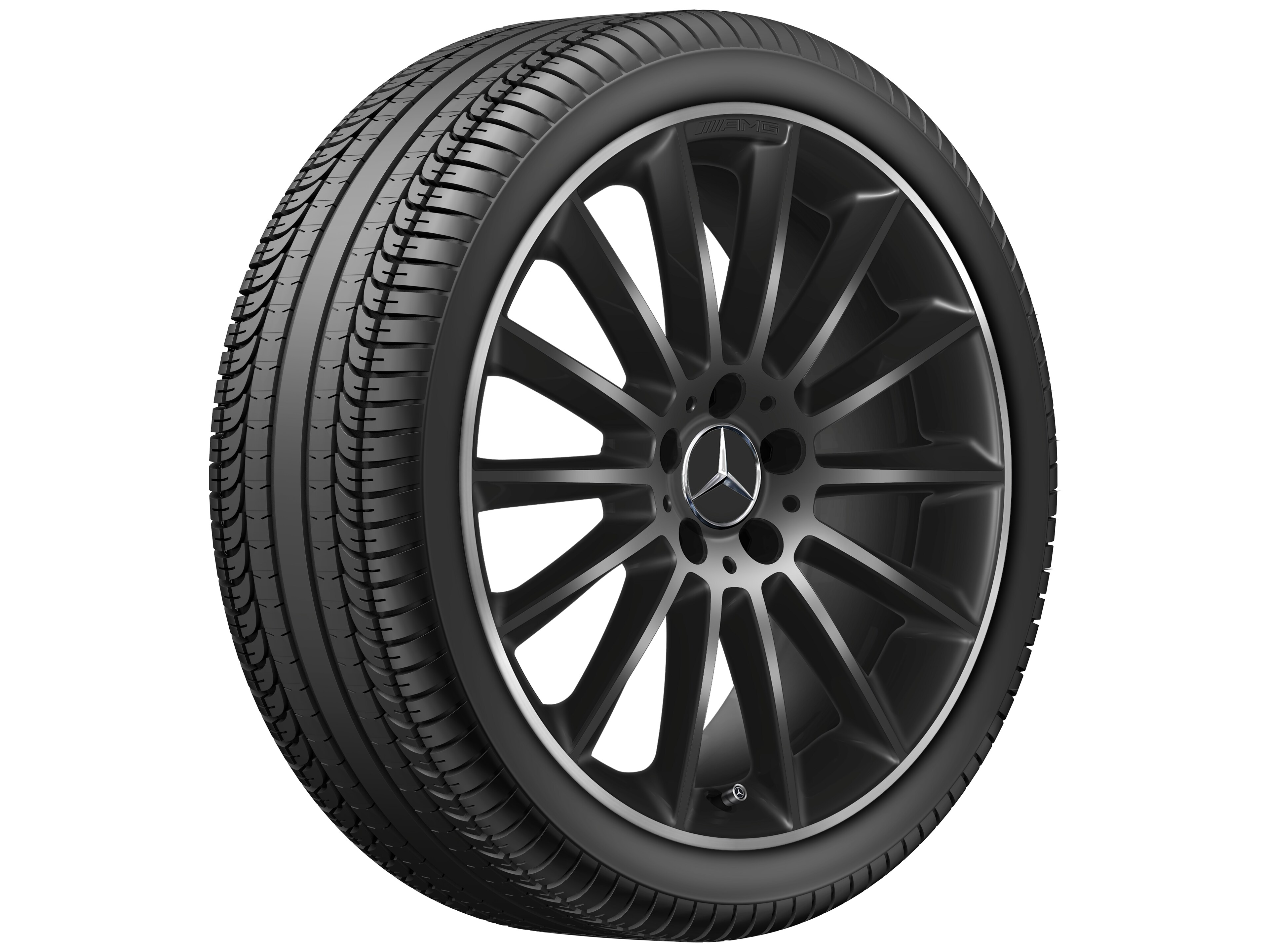 AMG multi-spoke wheel, 48.3 cm (19-inch), High-sheen rim flange - 7,5 J x 19 ET 49, black, high-sheen rim flange