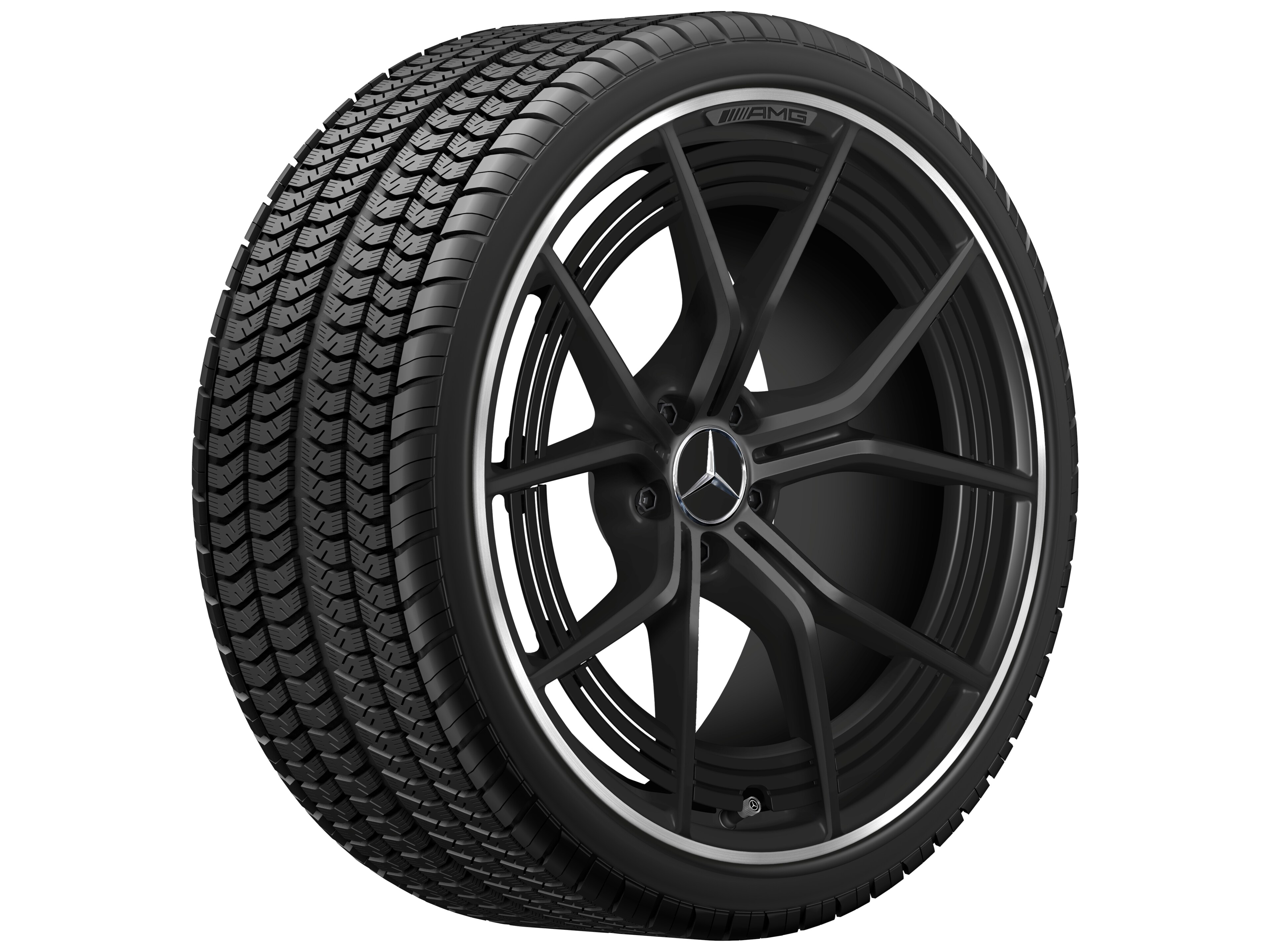 AMG forged wheel in cross-spoke design, 53.3 cm (21-inch), High-sheen rim flange - 11,5 J x 21 ET 30, matt black, high-sheen rim flange