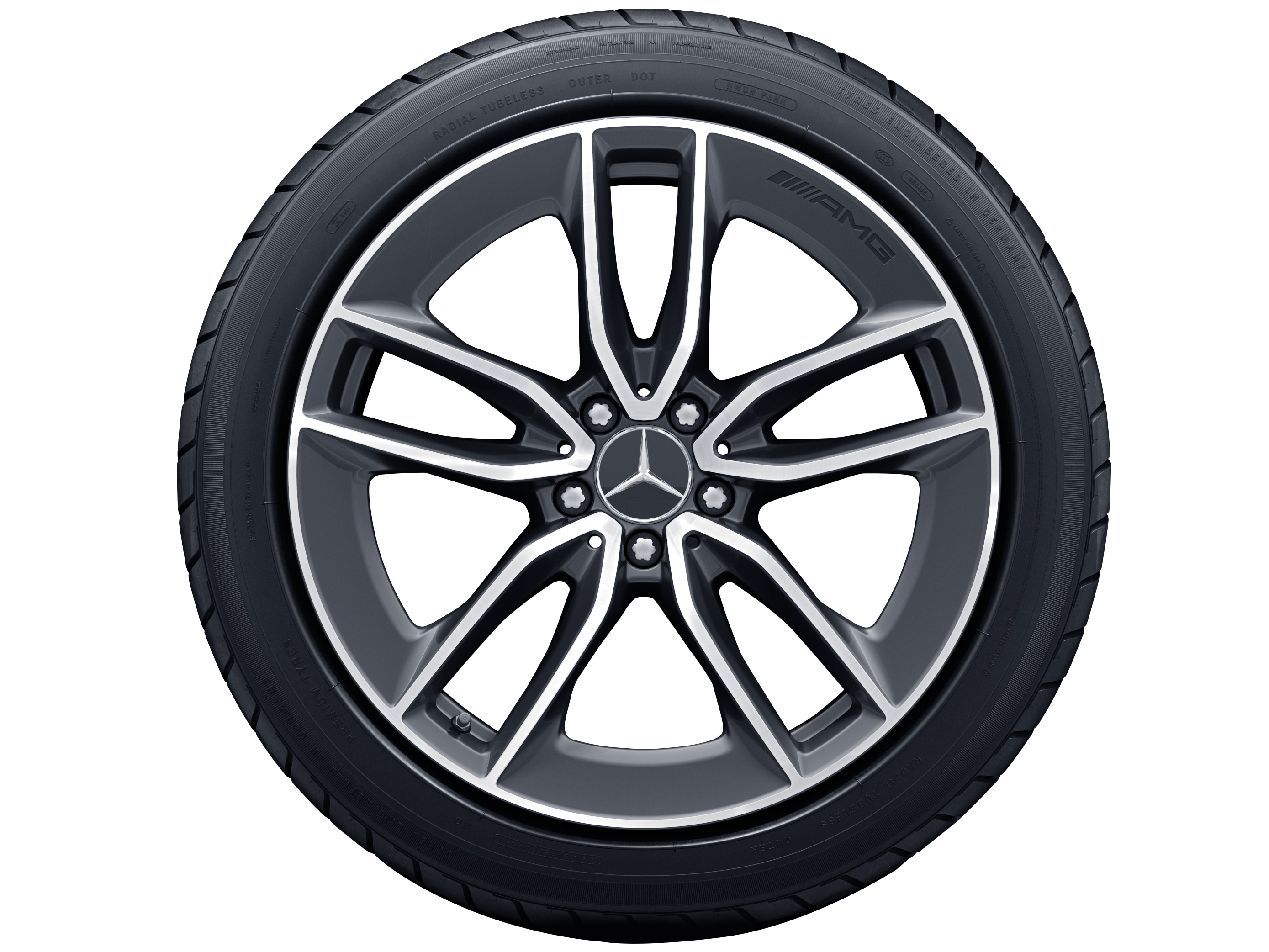 AMG 5-twin-spoke wheel, 48.3 cm (19-inch) - 11 J x 19 ET 17, tantalite grey, high-sheen