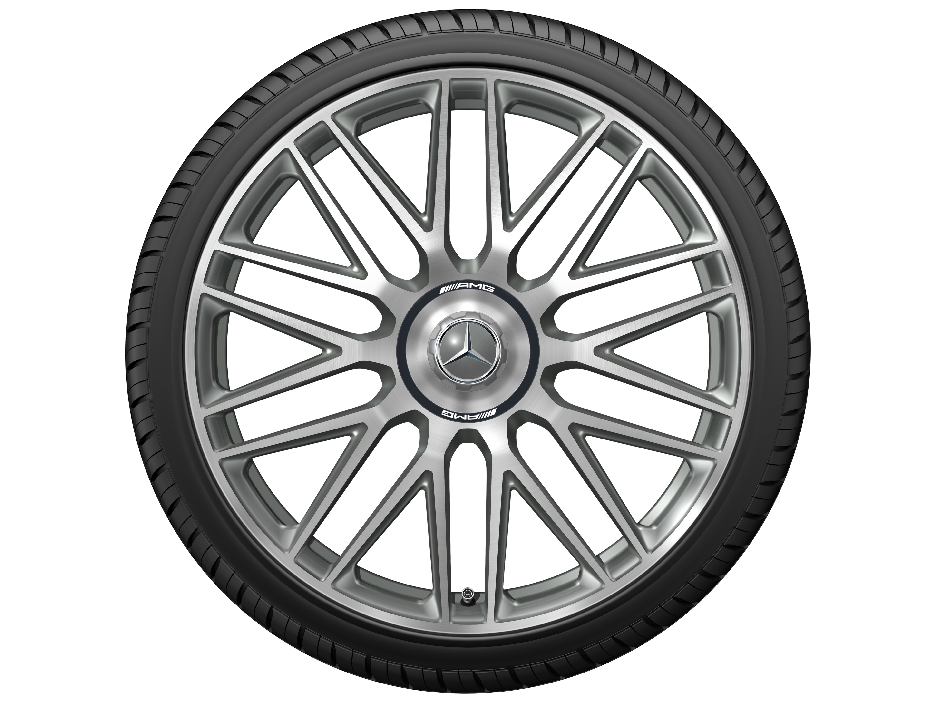 AMG 10-twin-spoke forged wheel, 53.3 cm (21-inch) - 11 J x 21 ET 60, titanium grey, high-sheen