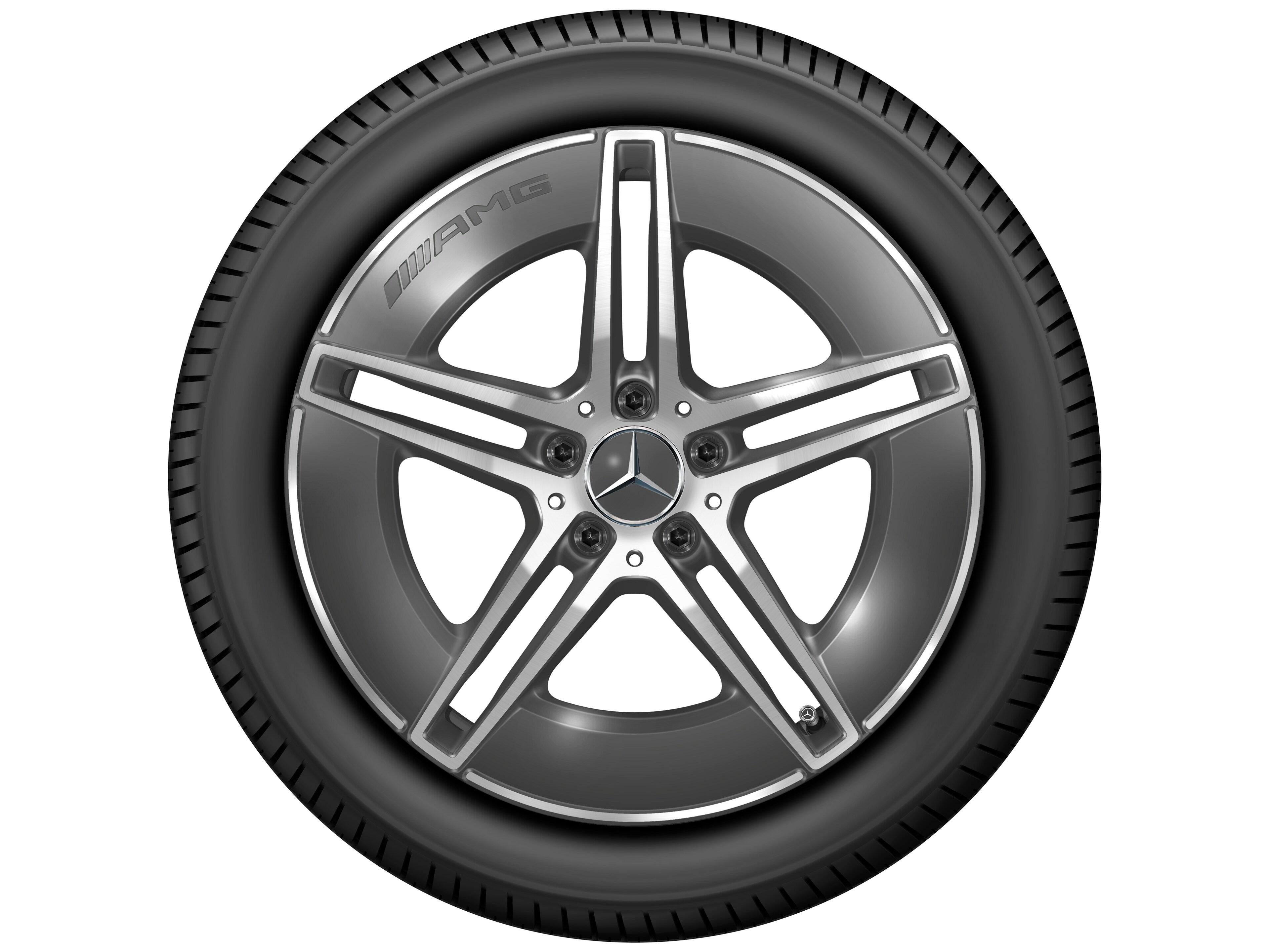 AMG light-alloy wheel, in 5-twin-spoke design, 48.3 cm (19-inch) - 9,5 J x 19 ET 51, tantalite grey, high-sheen
