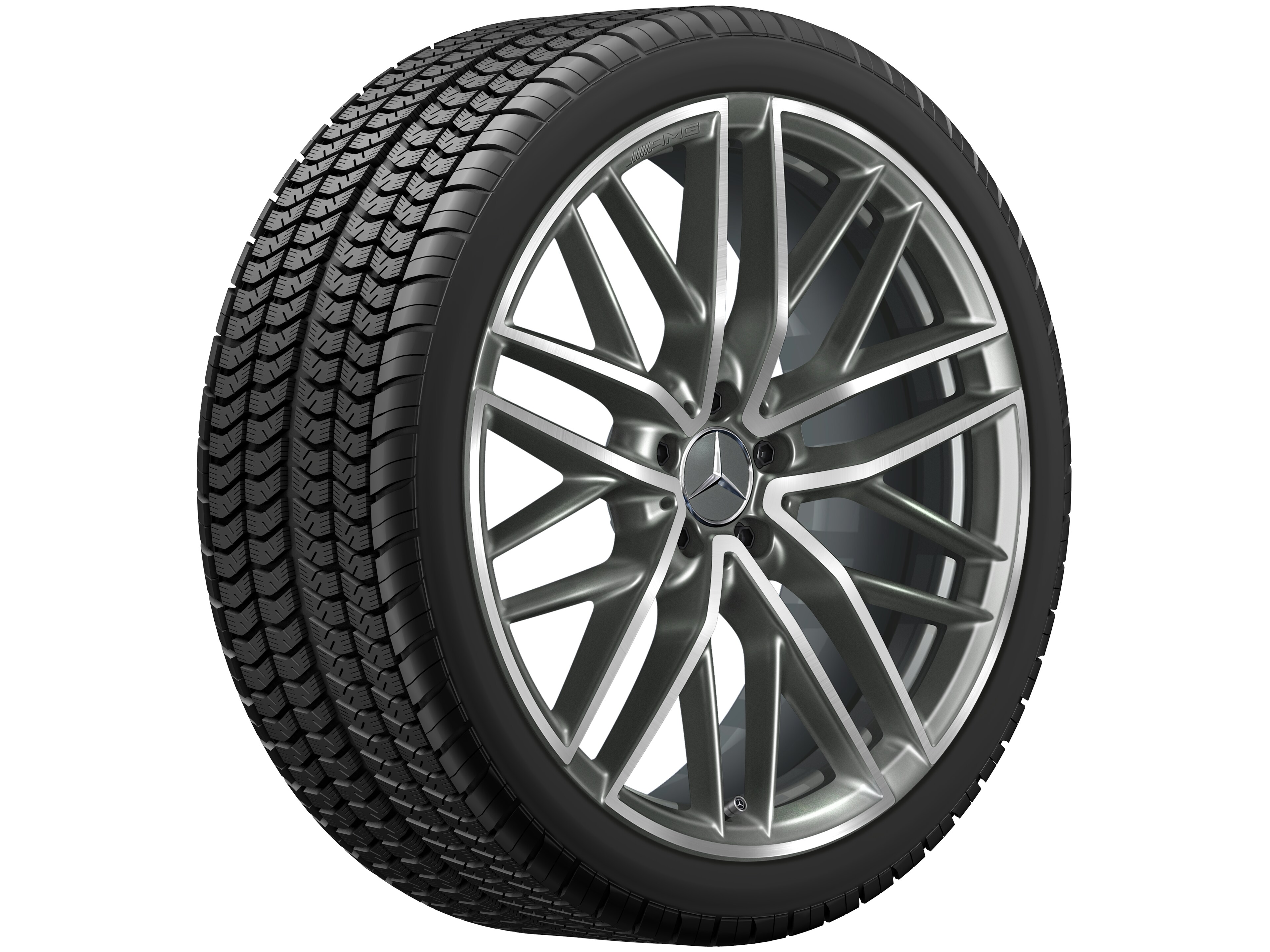 AMG 5-twin-spoke wheel, 53.3 cm (21-inch) - 8,5 J x 21 ET 40, titanium grey, high-sheen