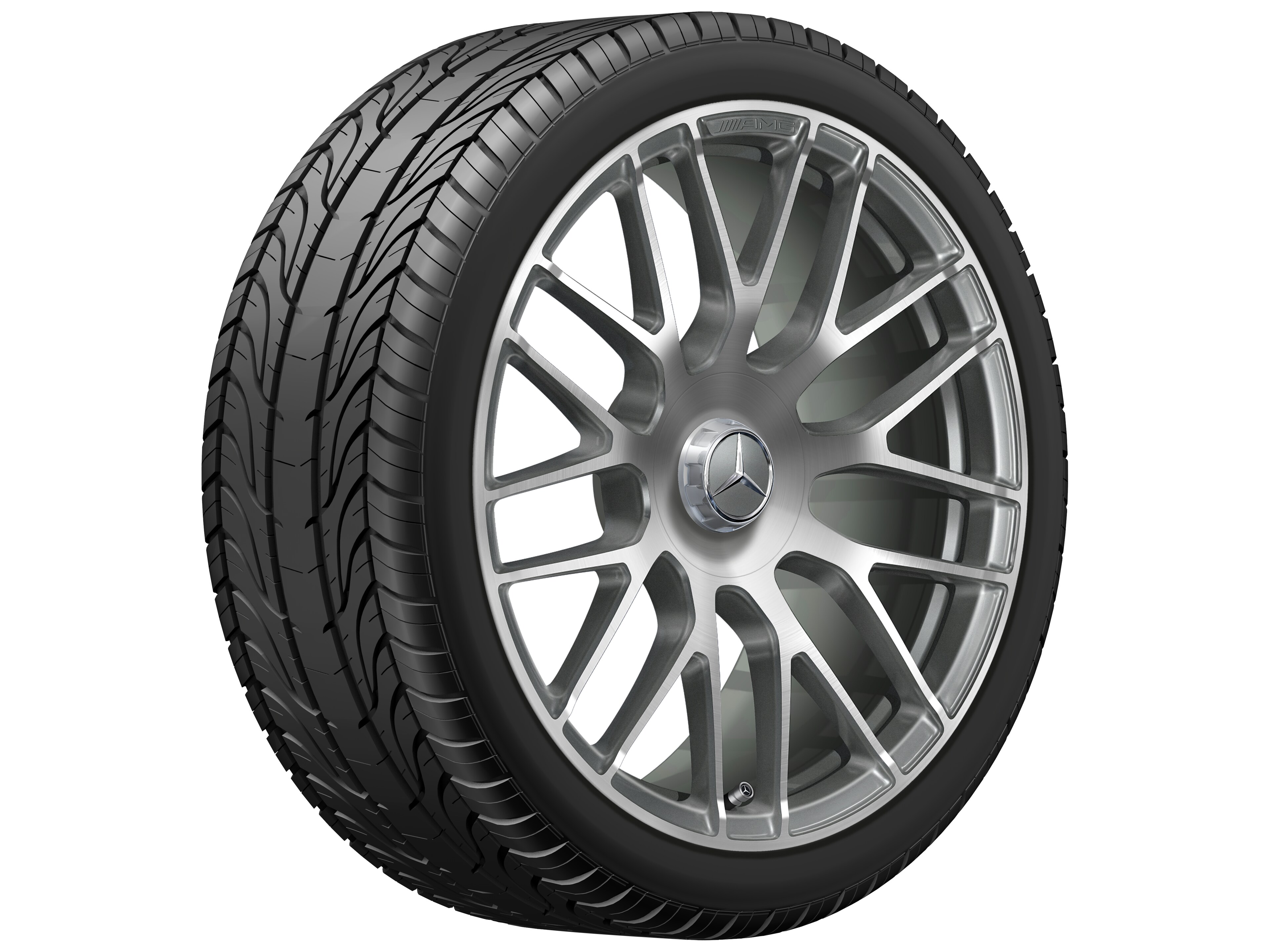 AMG forged wheel in cross-spoke design, 48.3 cm (19-inch) - 9,5 J x 19 ET 56, titanium grey, high-sheen