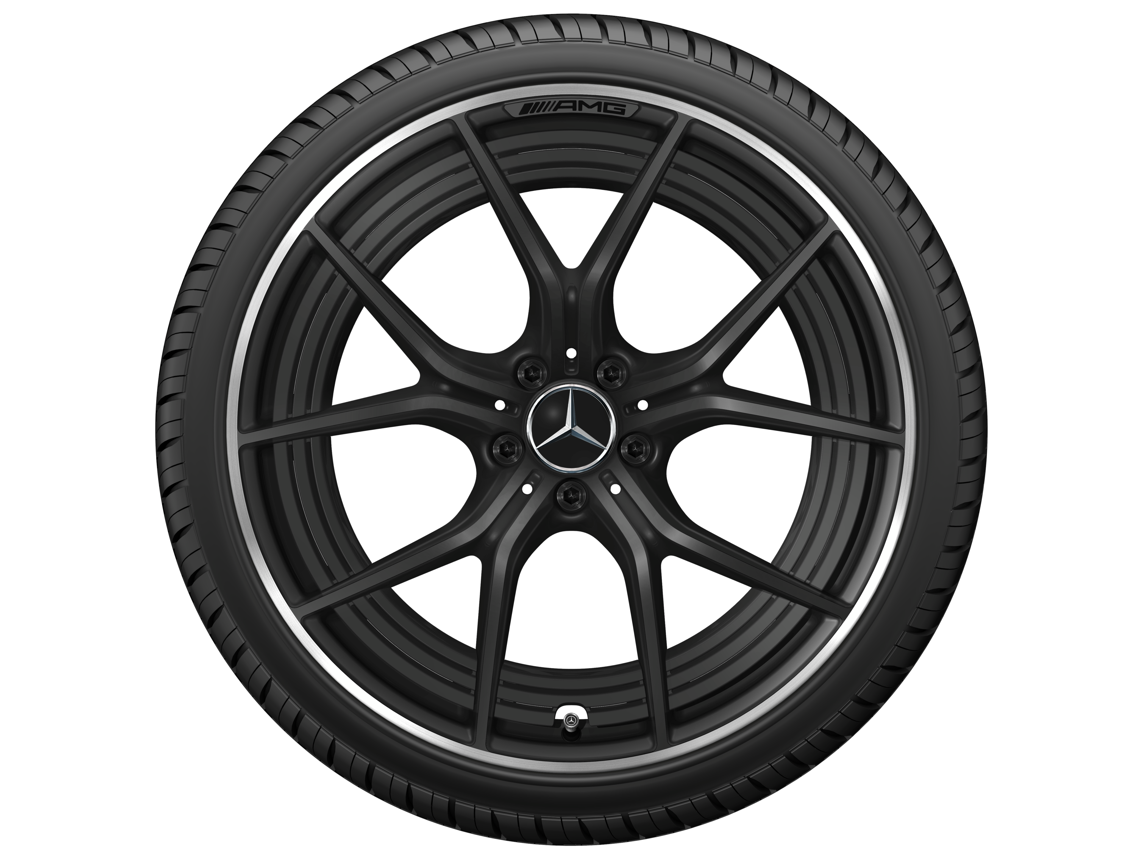 AMG forged wheel in cross-spoke design, 53.3 cm (21-inch), High-sheen rim flange - 11 J x 21 ET 33, matt black, high-sheen rim flange