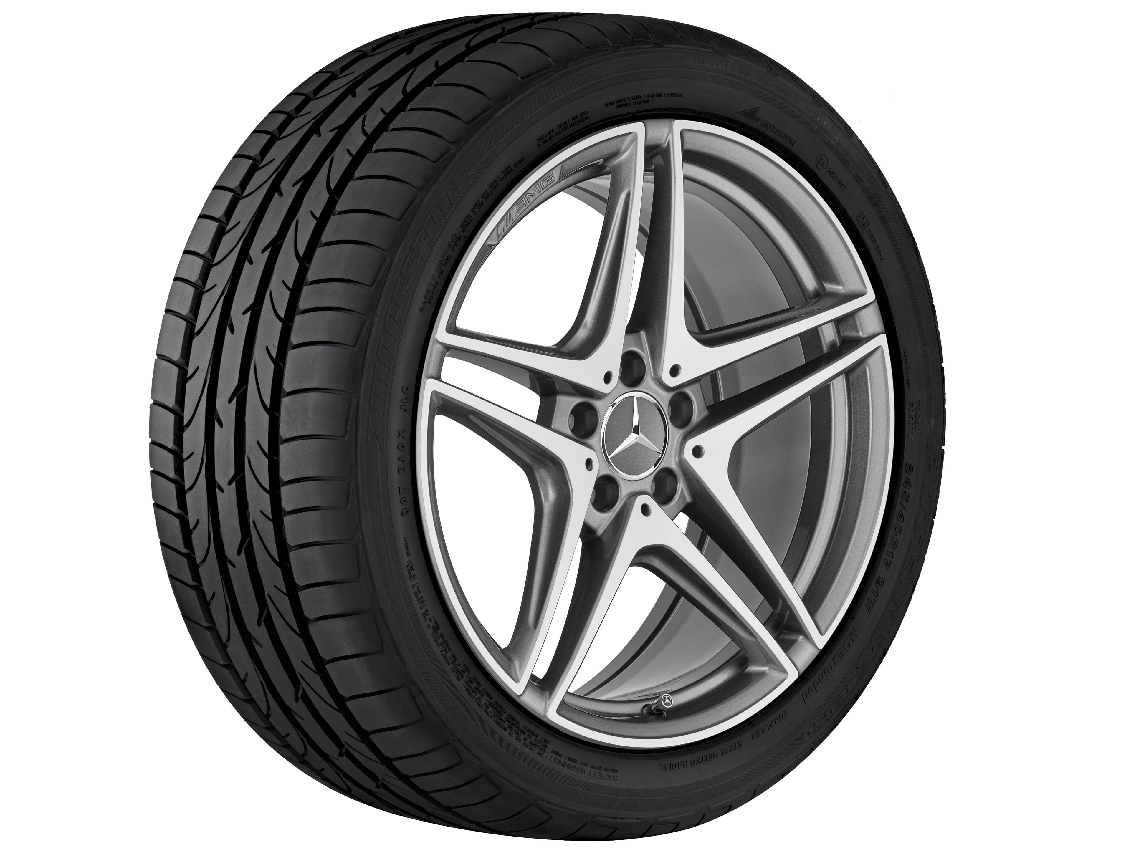 AMG 5-twin-spoke wheel, 48.3 cm (19-inch) - 10,5 J x 19 ET 57, titanium grey, high-sheen
