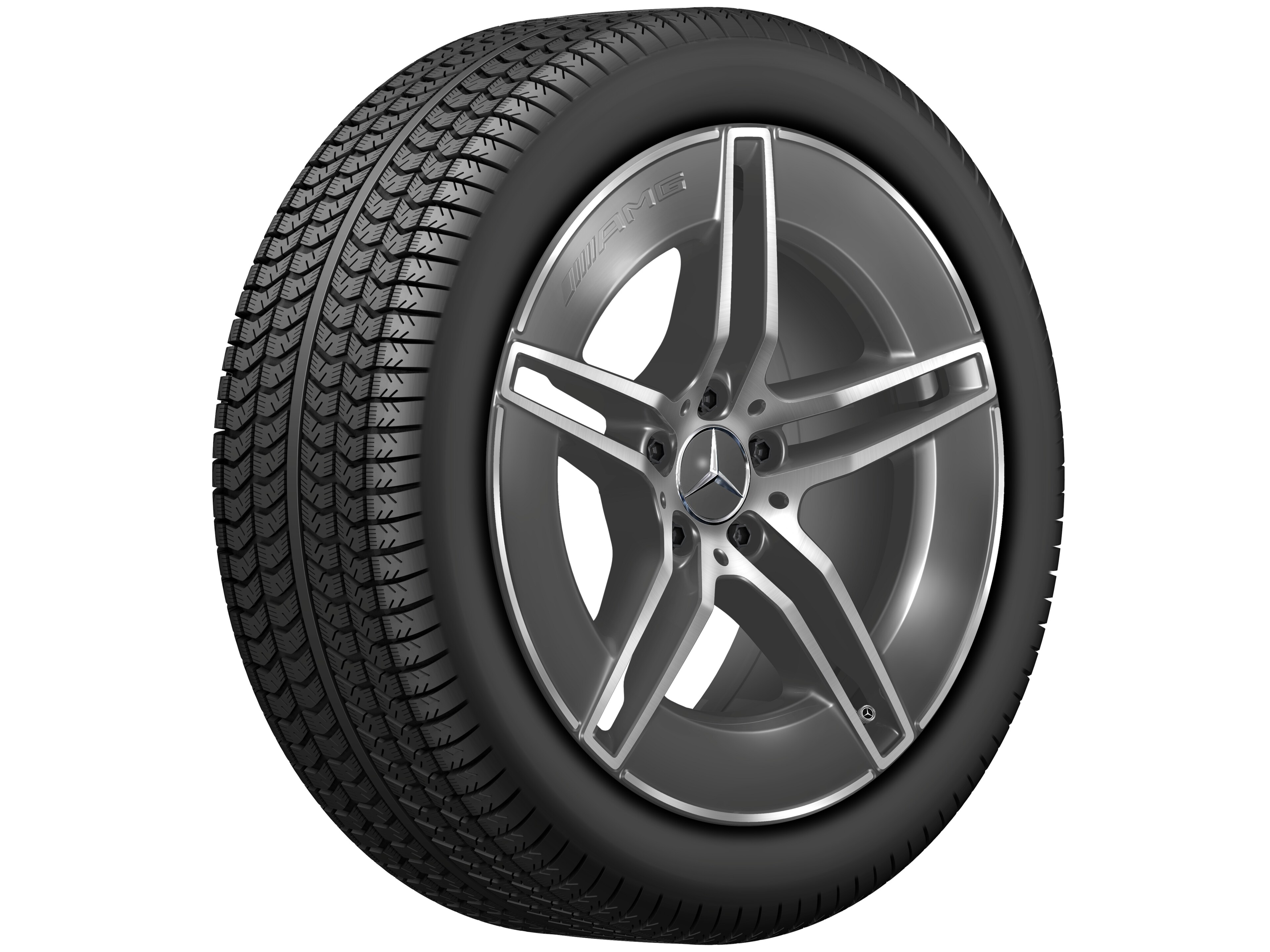 AMG light-alloy wheel, in 5-twin-spoke design, 48.3 cm (19-inch) - 9,5 J x 19 ET 51, tantalite grey, high-sheen
