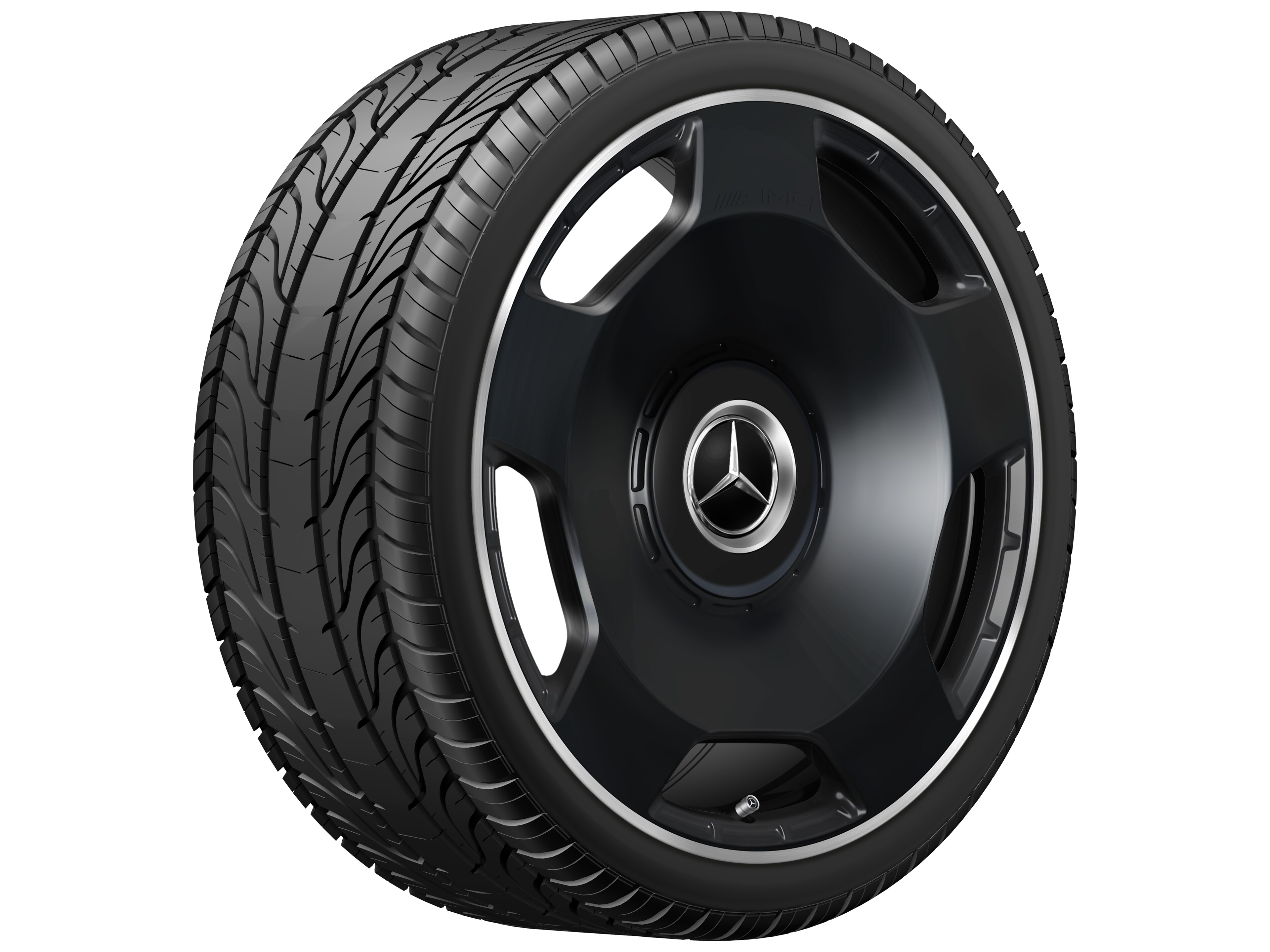 AMG forged wheel in a 5-hole design, 55.9 cm (22-inch), High-sheen rim flange - 10 J x 22 ET 36, matt black, high-sheen rim flange