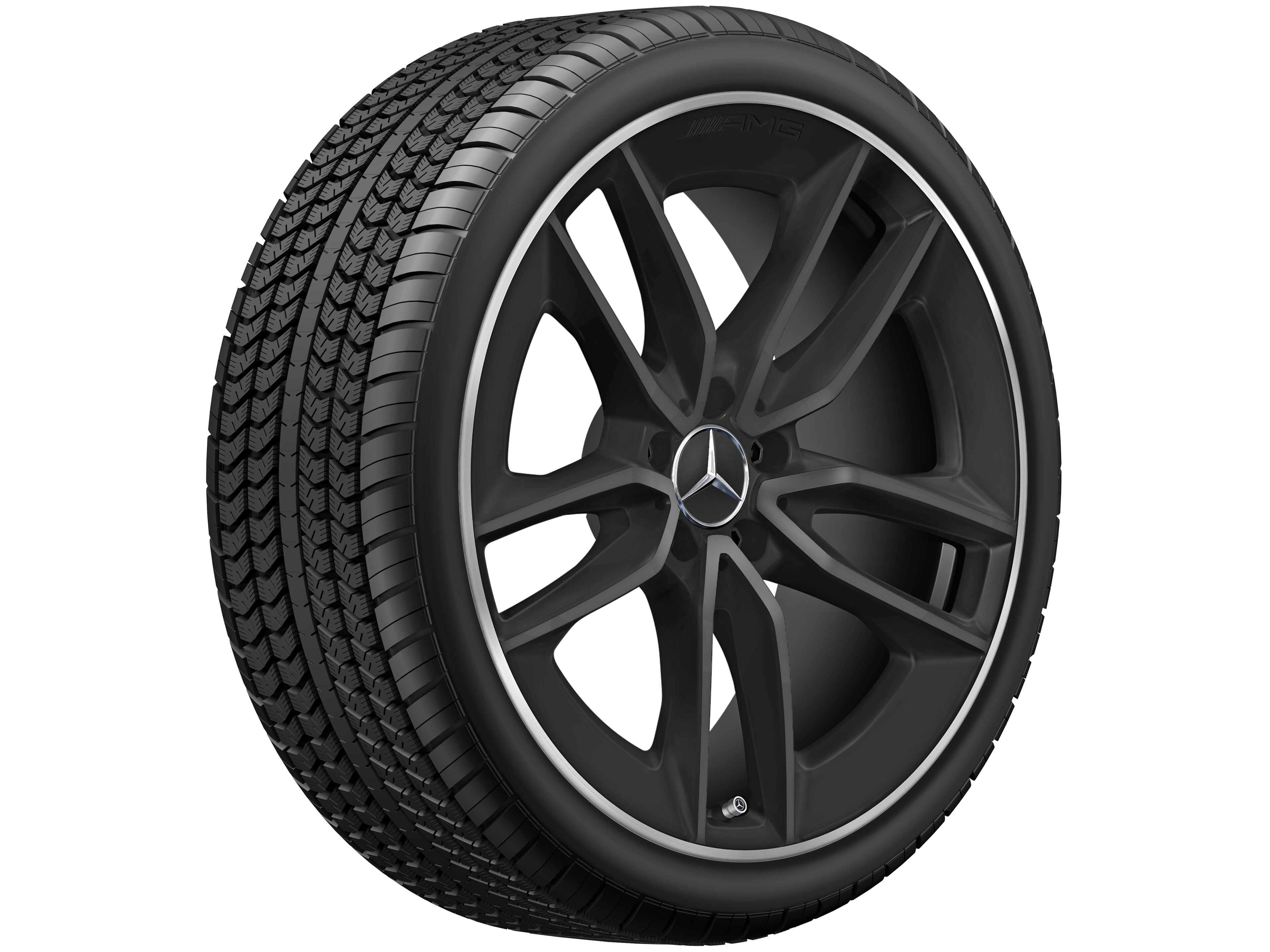 AMG 5-twin-spoke wheel, 50.8 cm (20-inch), High-sheen rim flange - 9 J x 20 ET 49, matt black, high-sheen rim flange