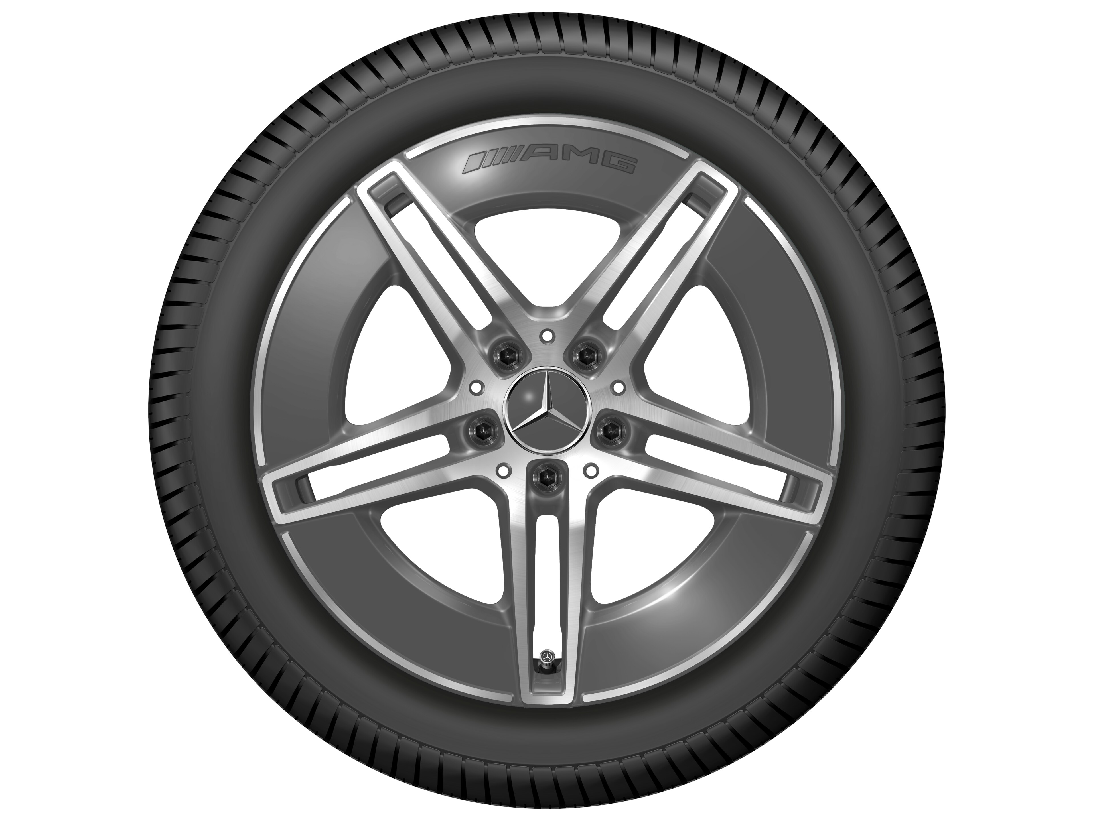 AMG 5-twin-spoke wheel, 45.7 cm (18-inch) - 9 J x 18 ET 60,5, tantalite grey, high-sheen