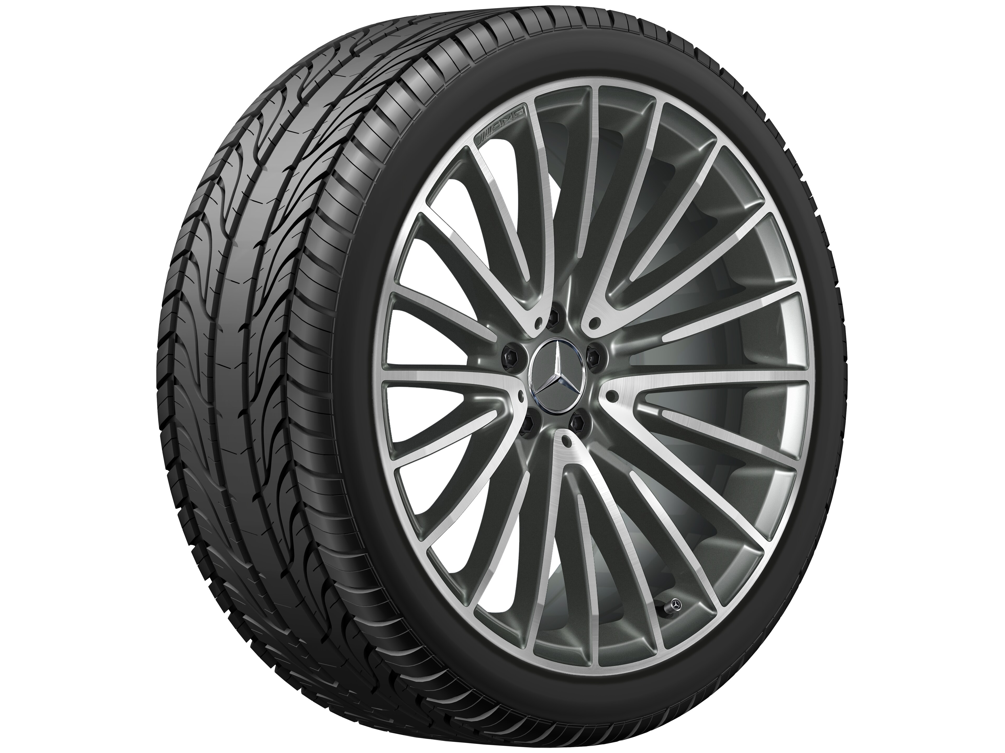 AMG multi-spoke wheel, 53.3 cm (21-inch) - 10 J x 21 ET 28, titanium grey, high-sheen