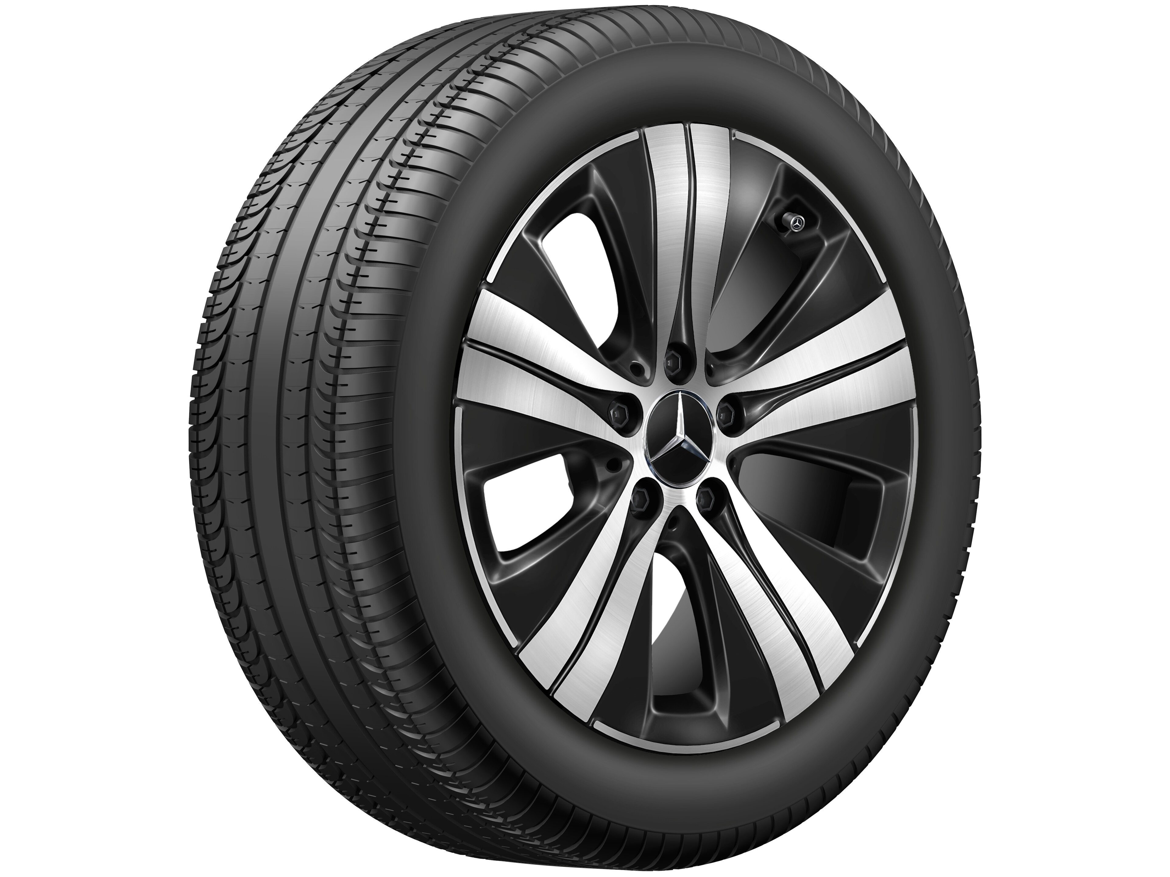 5-twin-spoke wheel, Aero, 43.2 cm (17-inch) - 8 J x 17 ET 49,5, black, high-sheen