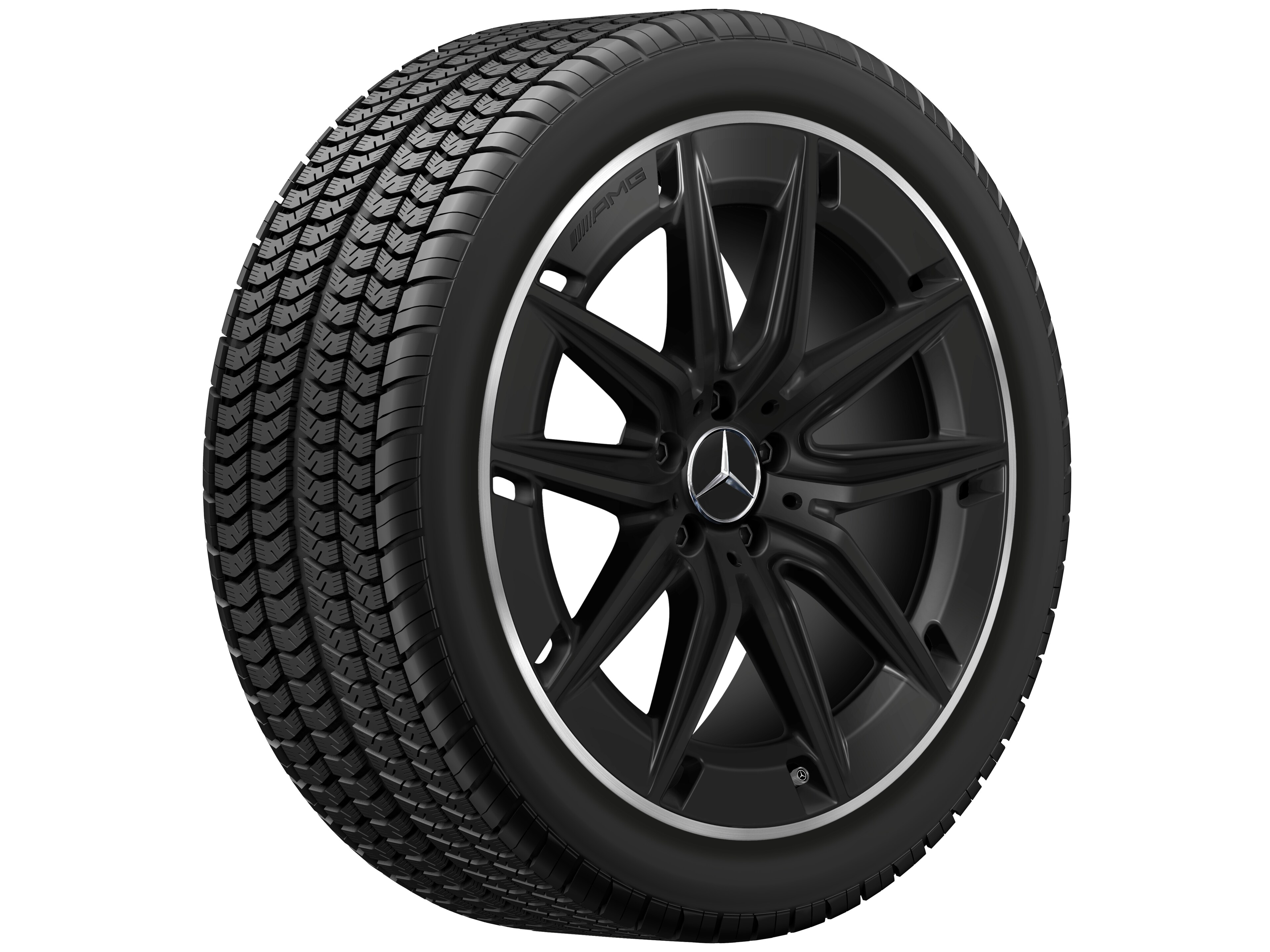 AMG 5-twin-spoke wheel, 50.8 cm (20-inch), High-sheen rim flange - 8,5 J x 20 ET 51,5, matt black, high-sheen rim flange