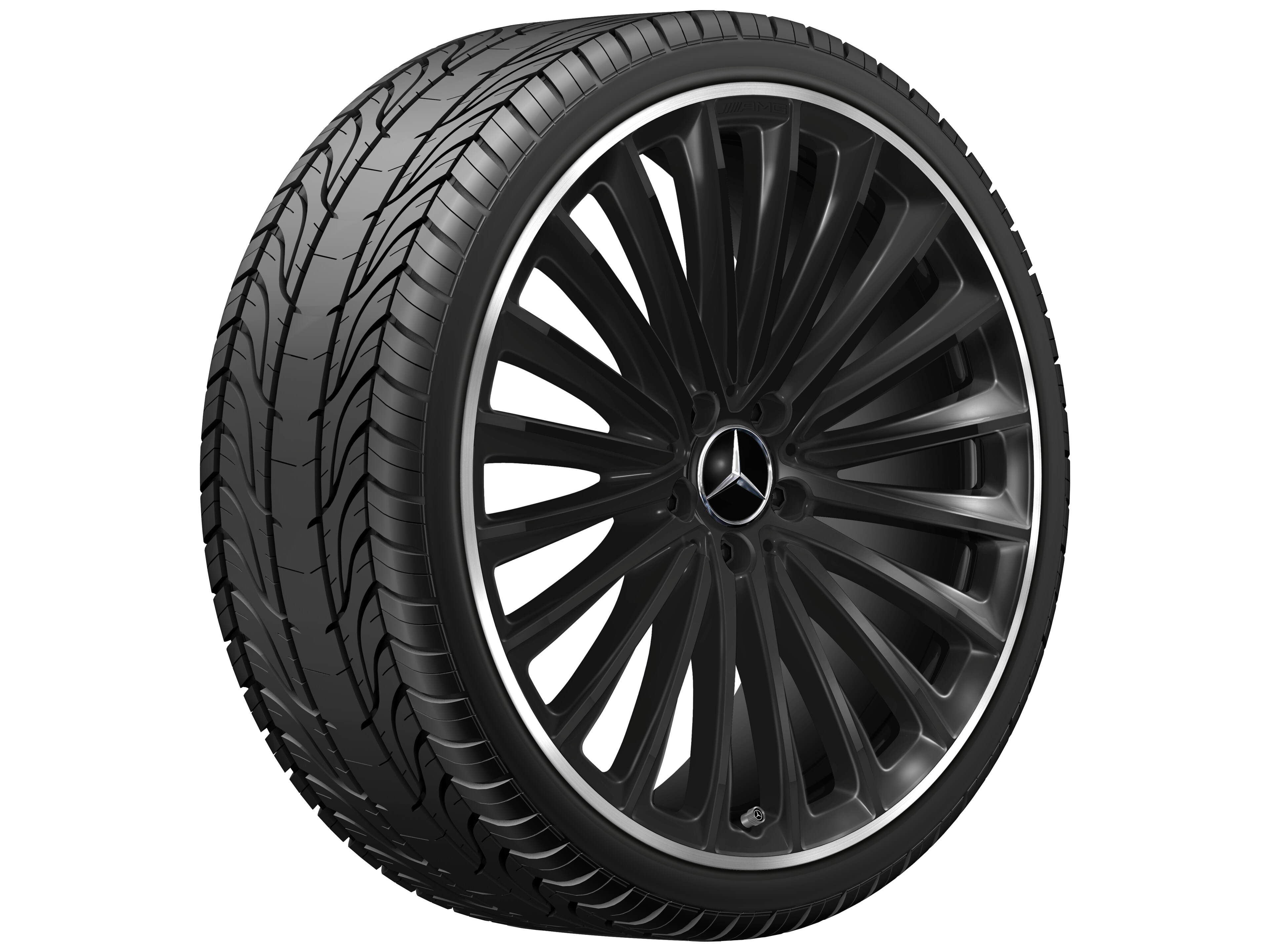 AMG multi-spoke wheel, 53.3 cm (21-inch), High-sheen rim flange - 10 J x 21 ET 66, black, high-sheen rim flange