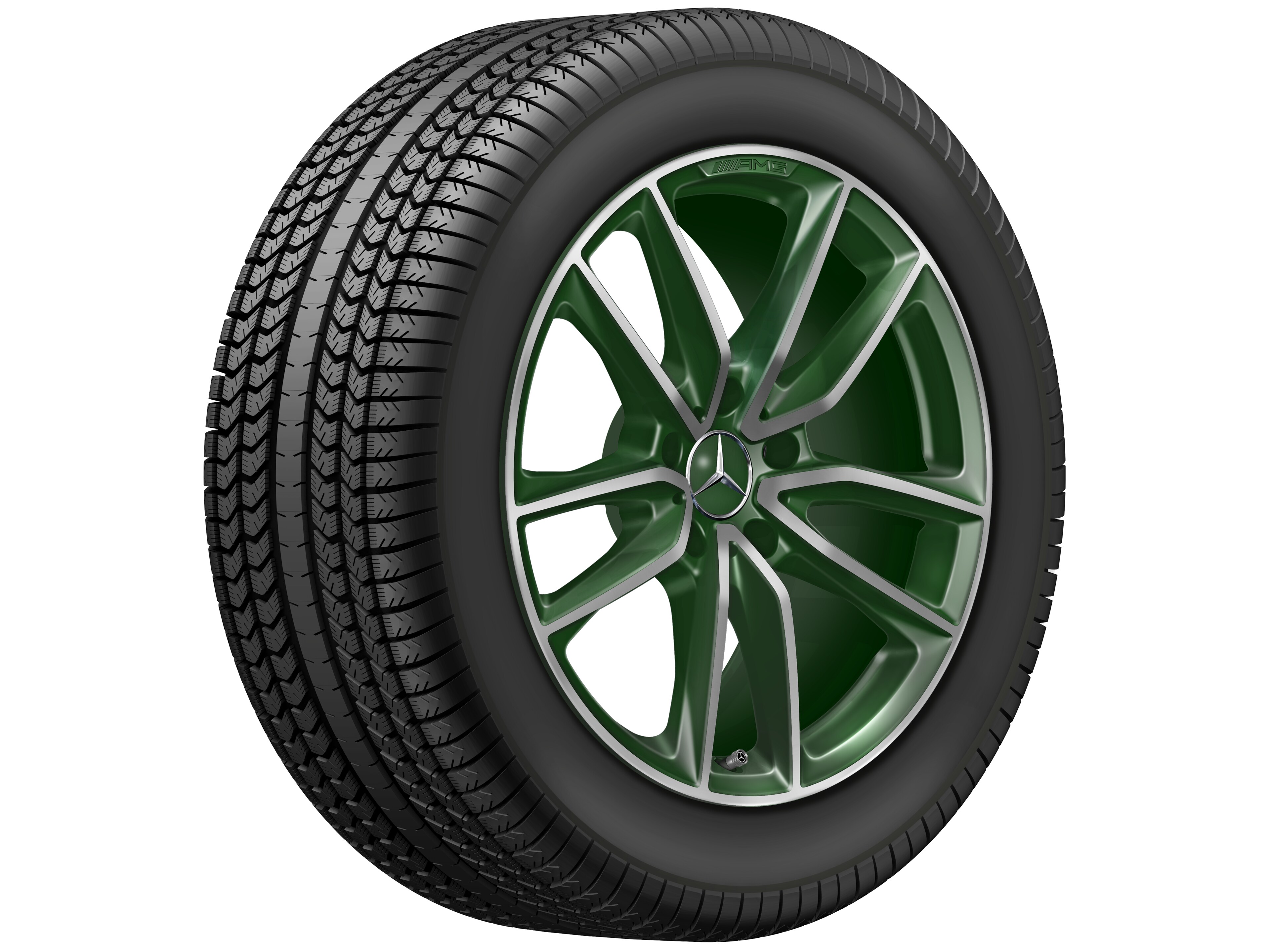 AMG 5-twin-spoke wheel, 50.8 cm (20-inch) - 8,5 J x 20 ET 32, designo olive, high-sheen