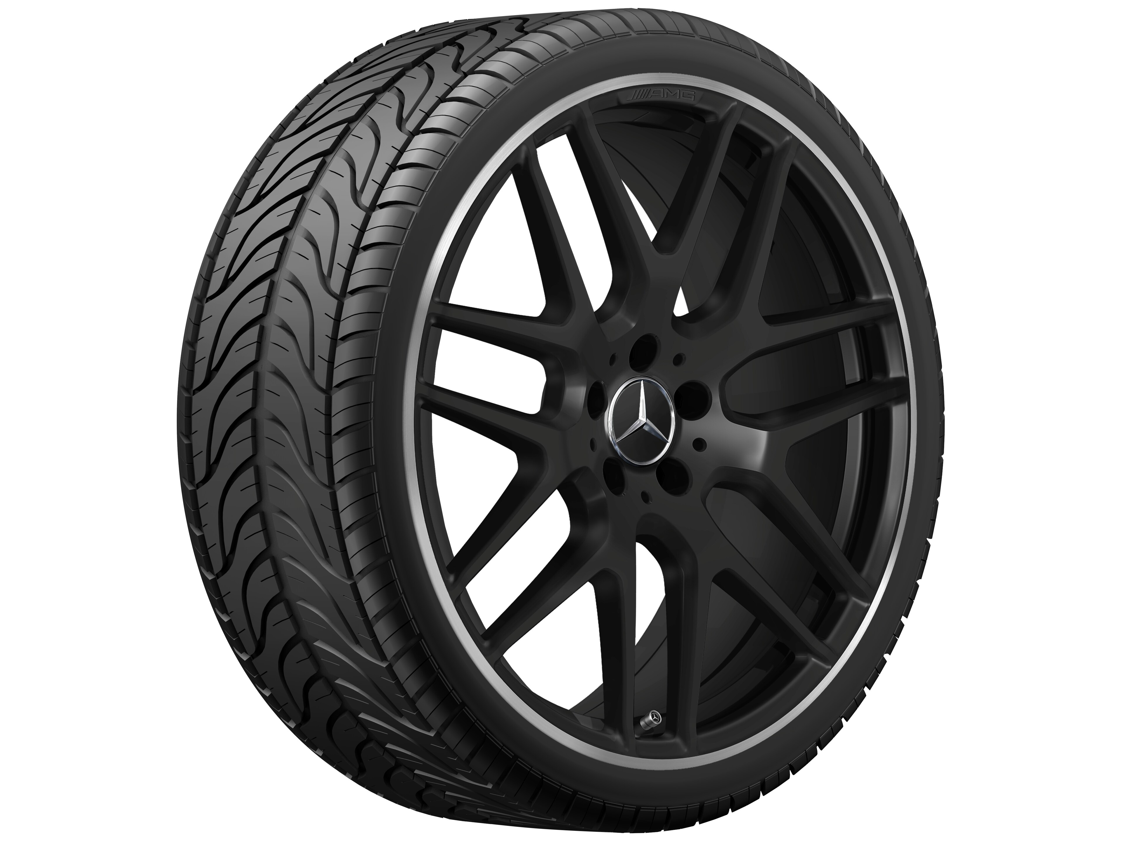 AMG cross-spoke wheel, 53.3 cm (21-inch), High-sheen rim flange - 8,5 J x 21 ET 51, matt black, high-sheen rim flange