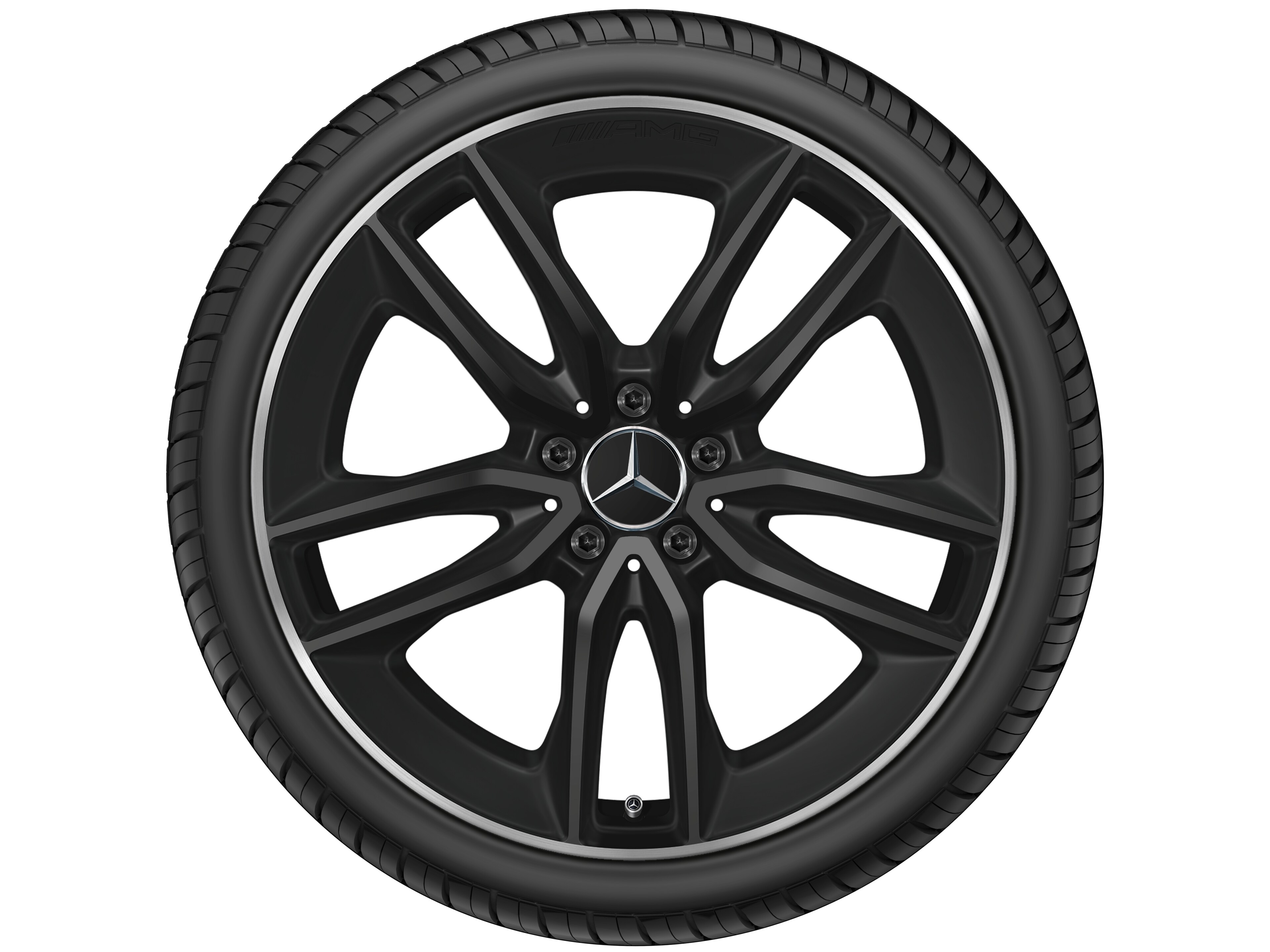 AMG 5-twin-spoke wheel, 50.8 cm (20-inch), High-sheen rim flange - 9 J x 20 ET 49, matt black, high-sheen rim flange