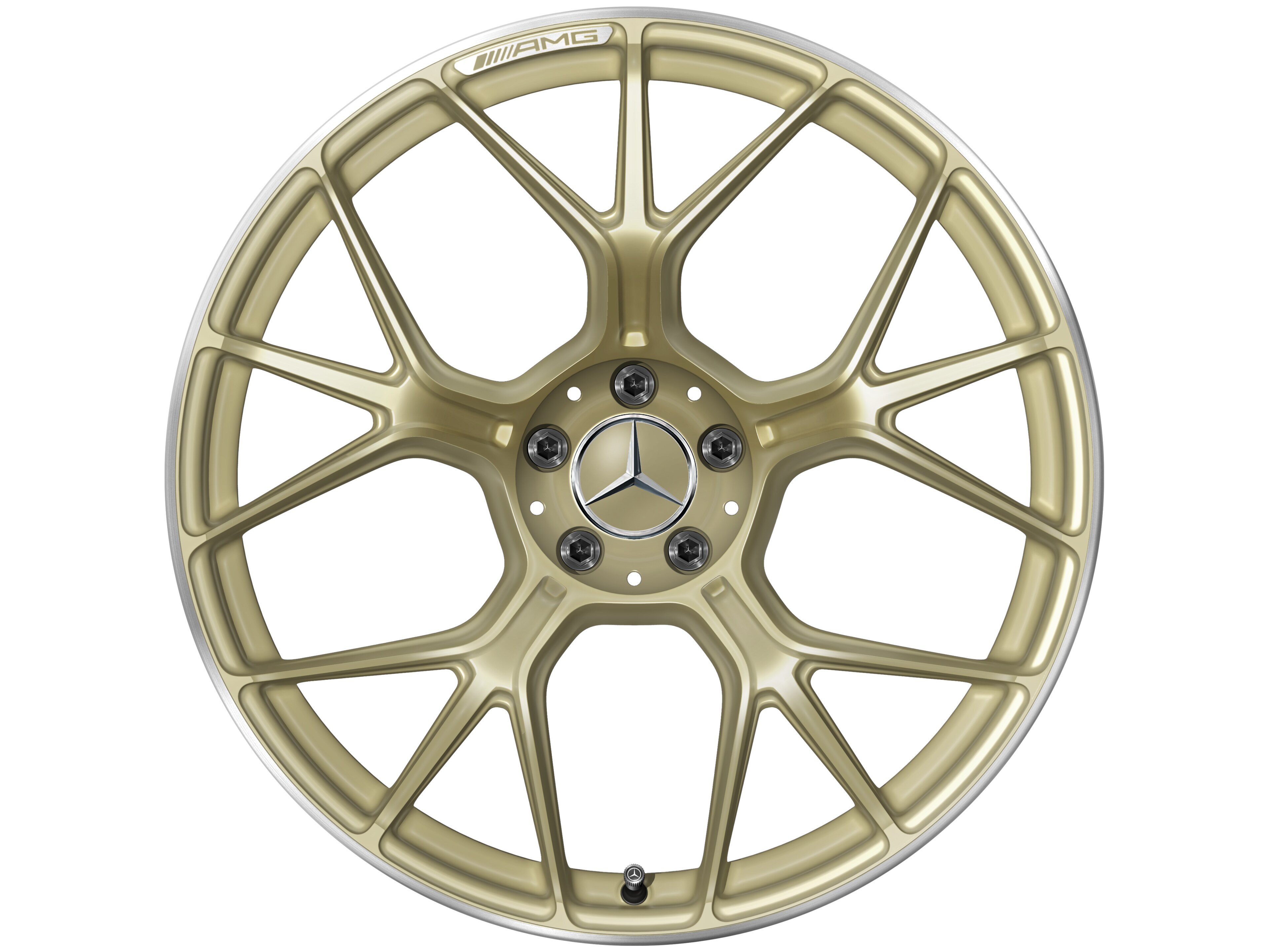 AMG forged wheel in cross-spoke design, 53.3 cm (21-inch) - 11 J x 21 ET 33, gold-coloured, high-sheen rim flange