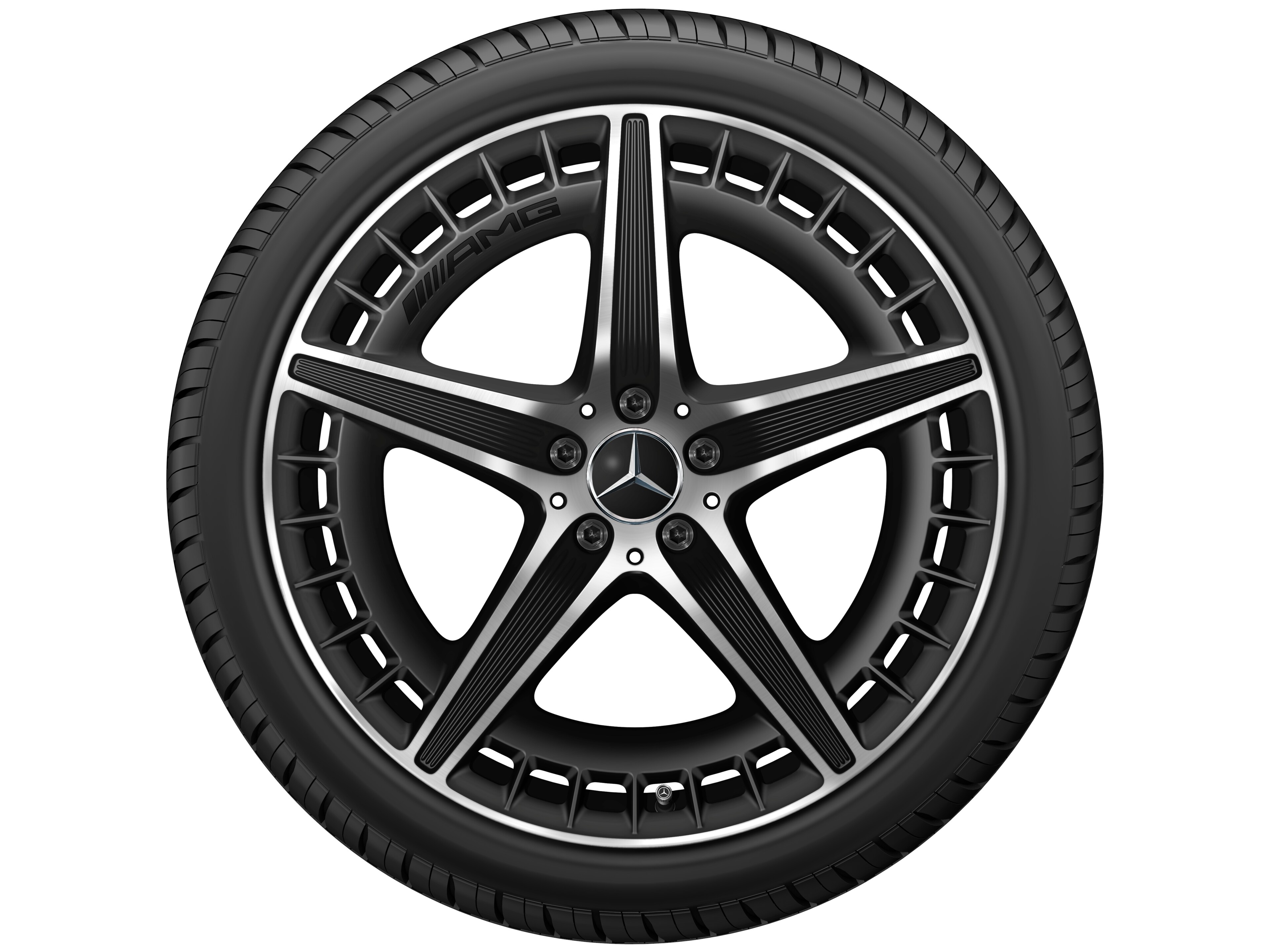 AMG 5-twin-spoke wheel, 53.3 cm (21-inch) - 9,5 J x 21 ET 42, matt black, high-sheen
