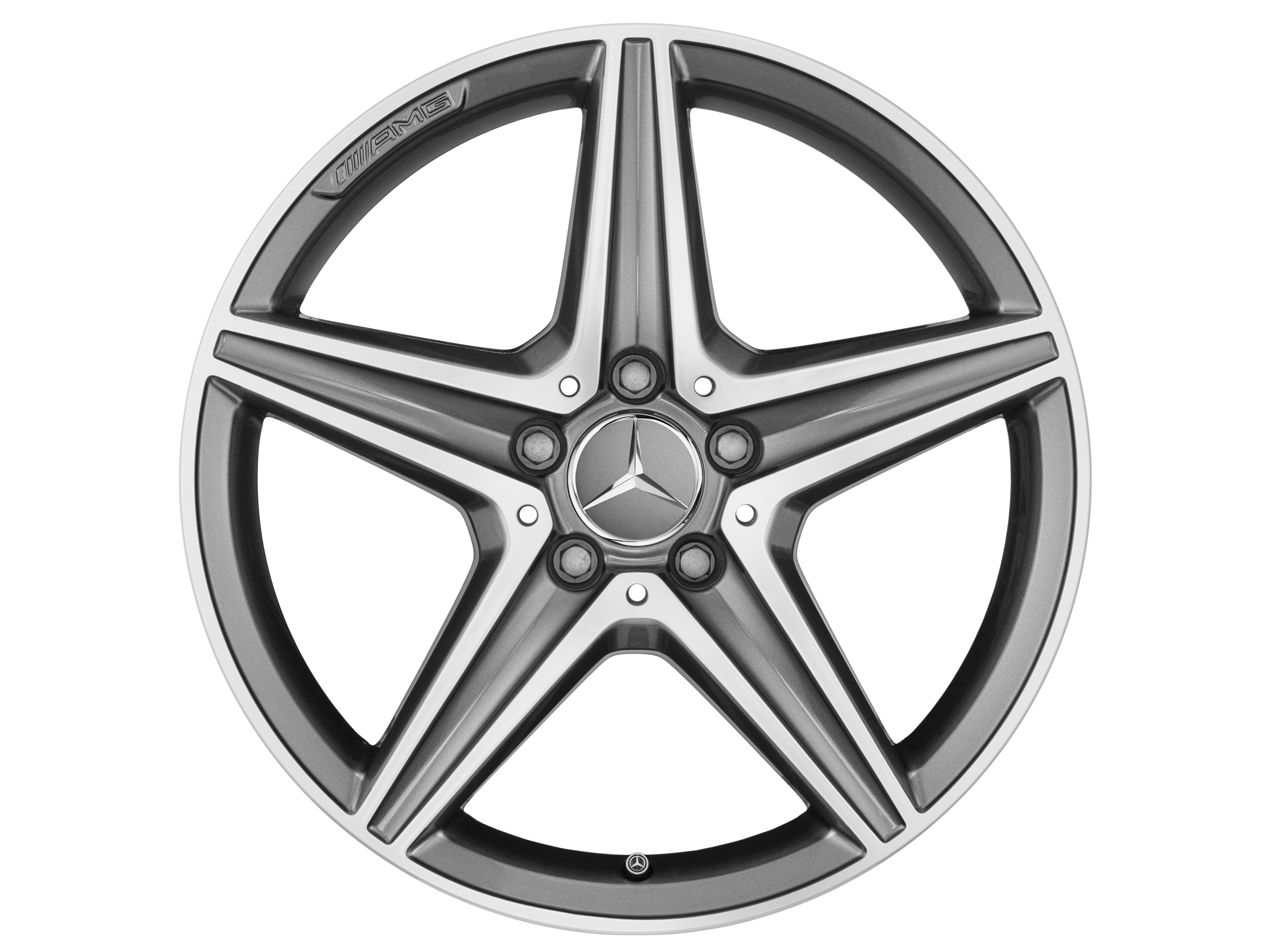 AMG 5-spoke wheel, 45.7 cm (18-inch) - 8 J x 18 ET 43, titanium grey, high-sheen