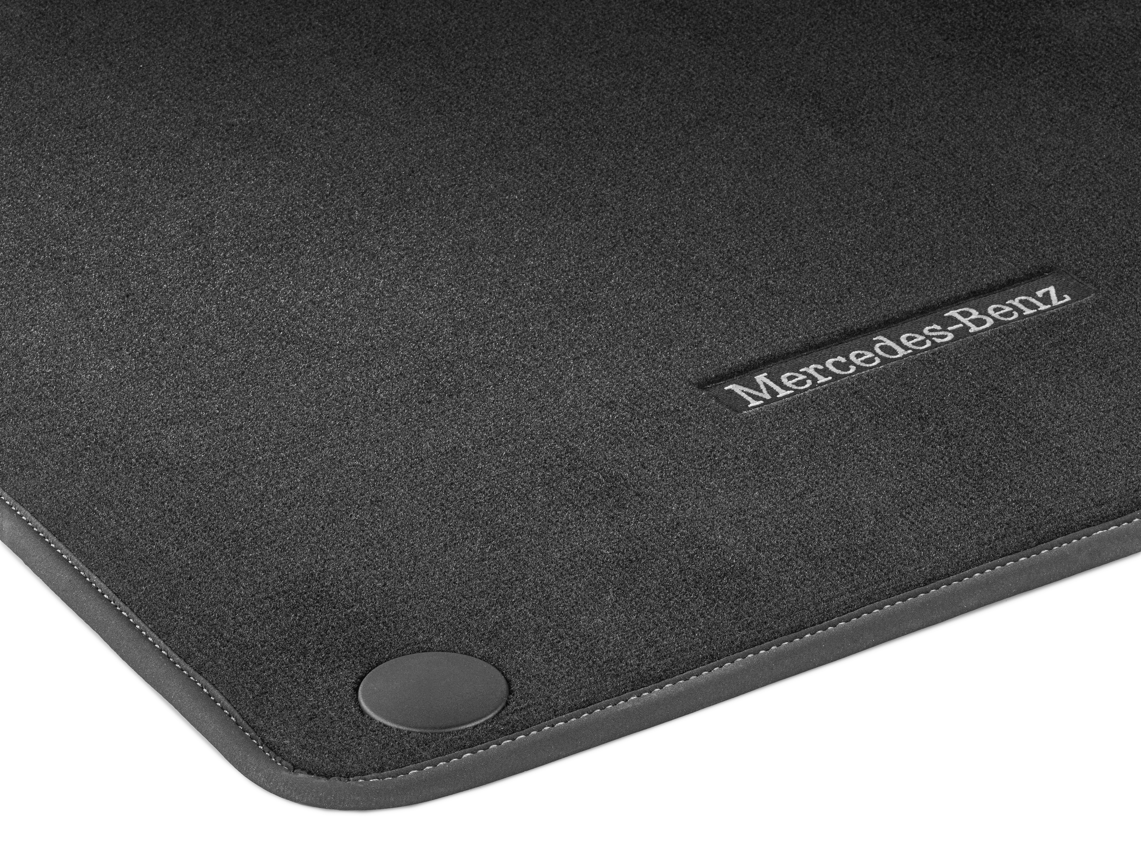 Velour floor mats CLASSIC, Set, Set of 6, Ocean topstitching - RHD, black