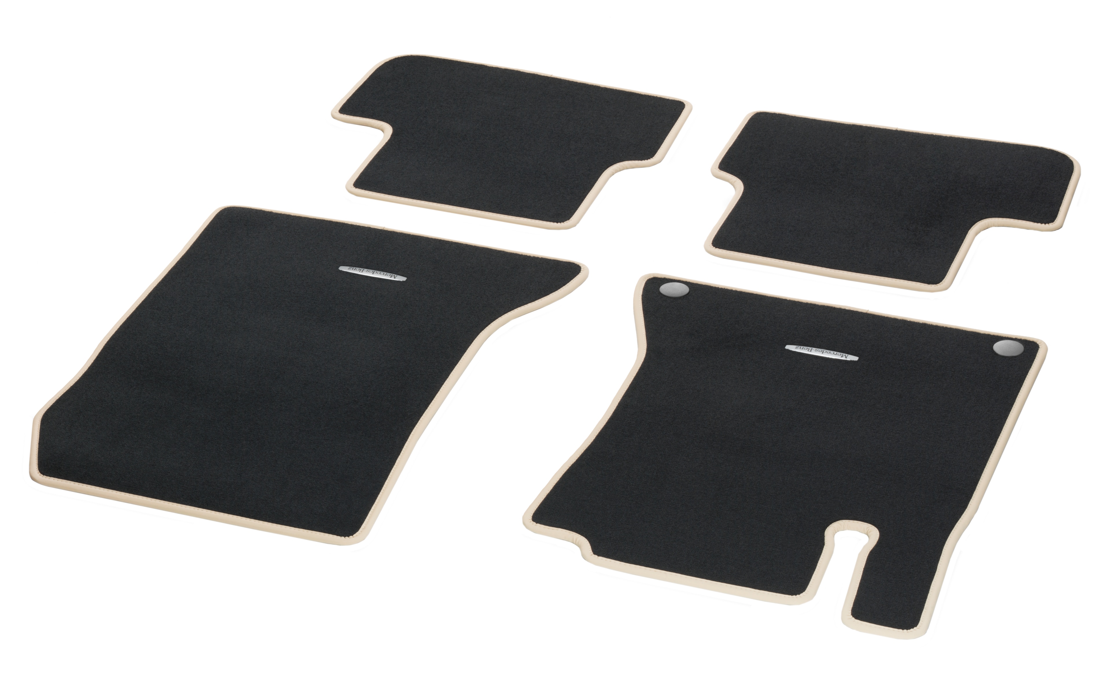 Velour floor mats CLASSIC, Set, Set of 4 - LHD, black / como beige, Comobeige edging