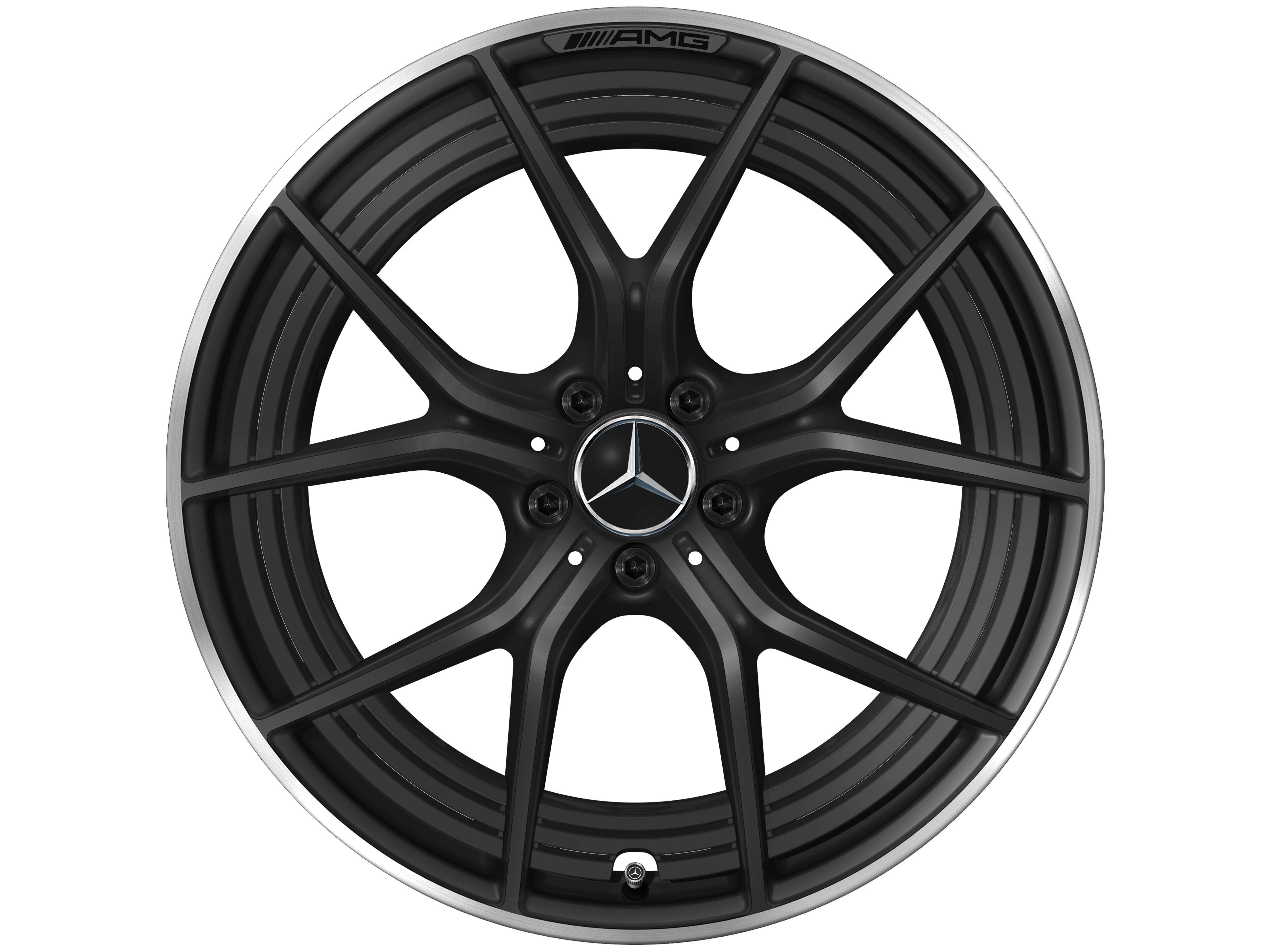 AMG forged wheel in cross-spoke design, 53.3 cm (21-inch), High-sheen rim flange - 11,5 J x 21 ET 30, matt black, high-sheen rim flange