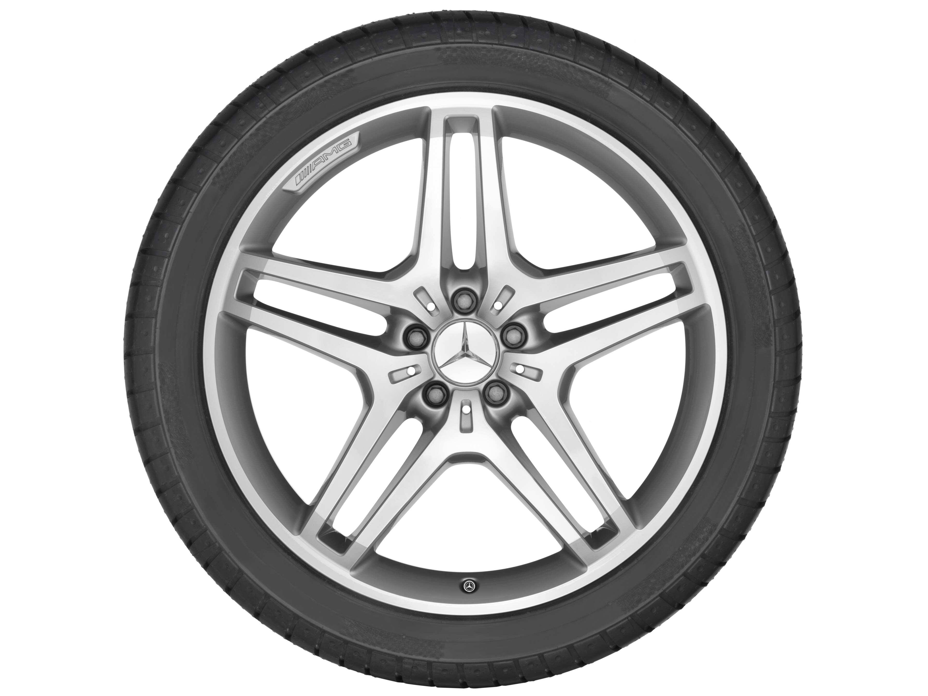 AMG 5-twin-spoke wheel, 53.3 cm (21-inch) - 9 J x 21 ET 53, titanium grey, high-sheen