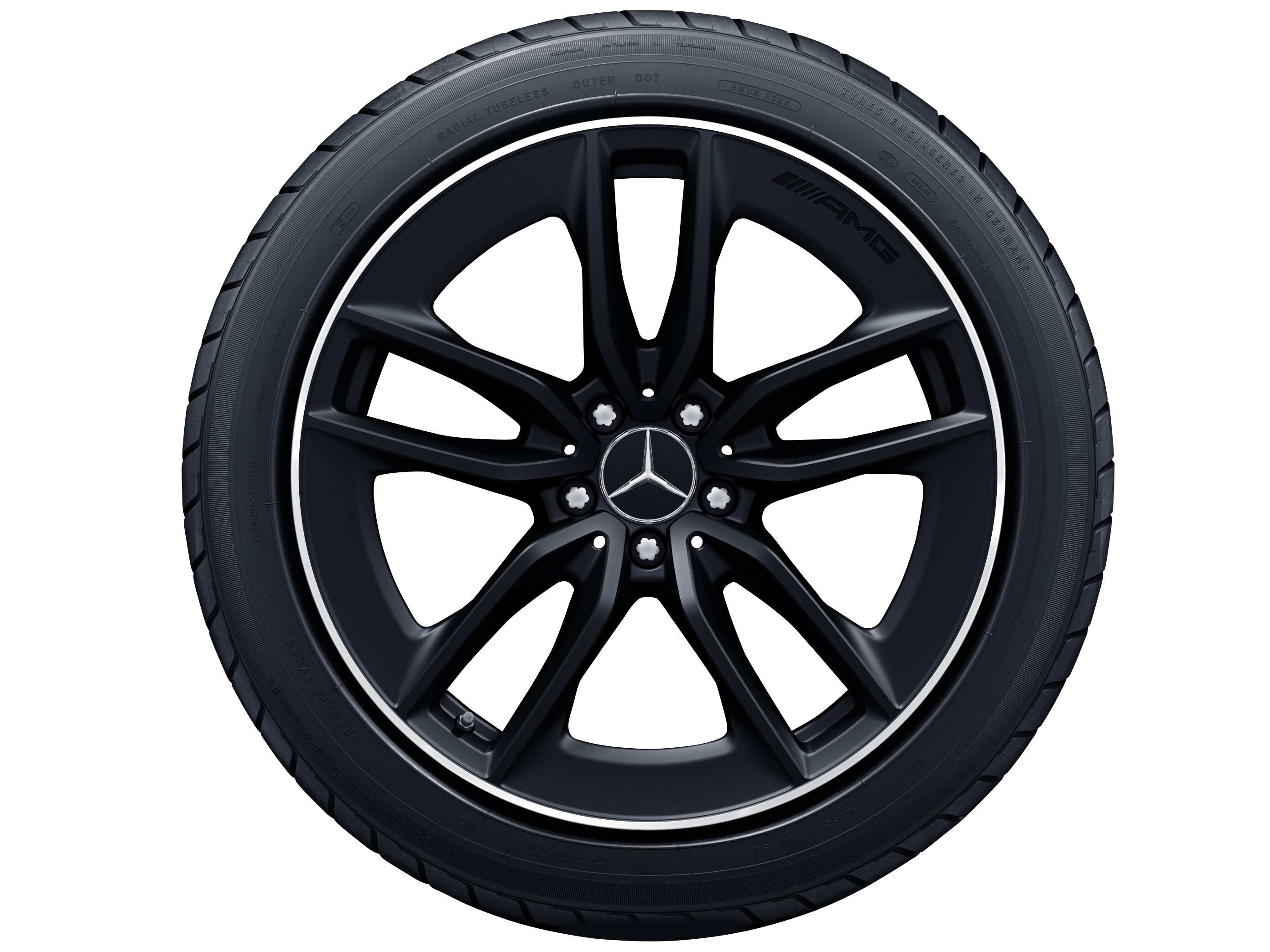 AMG 5-twin-spoke wheel, 48.3 cm (19-inch), High-sheen rim flange - 11 J x 19 ET 17, matt black