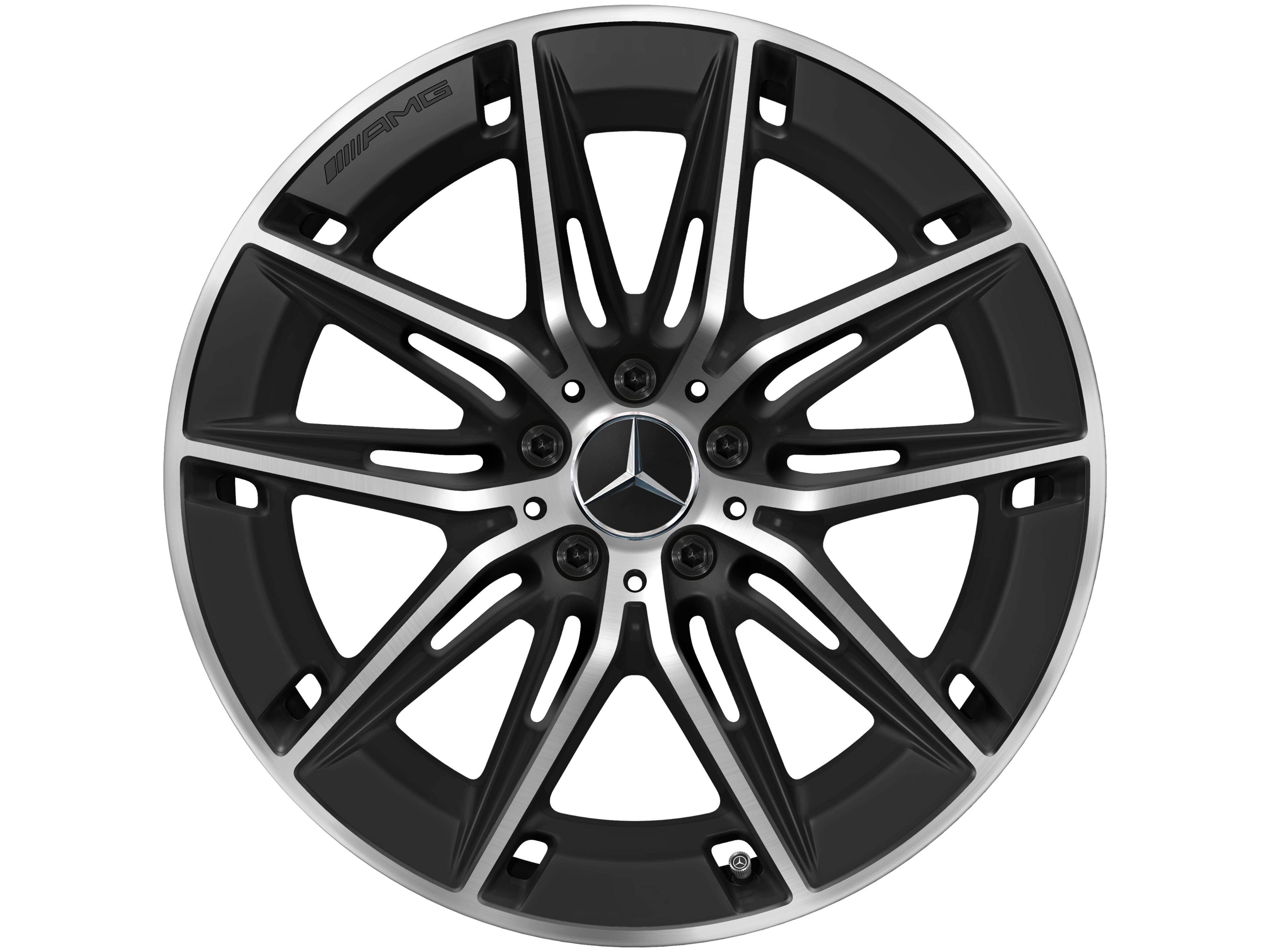 AMG light-alloy wheel, in 5-twin-spoke design, 50.8 cm (20-inch) - 9,5 J x 20 ET 25,2, matt black, high-sheen
