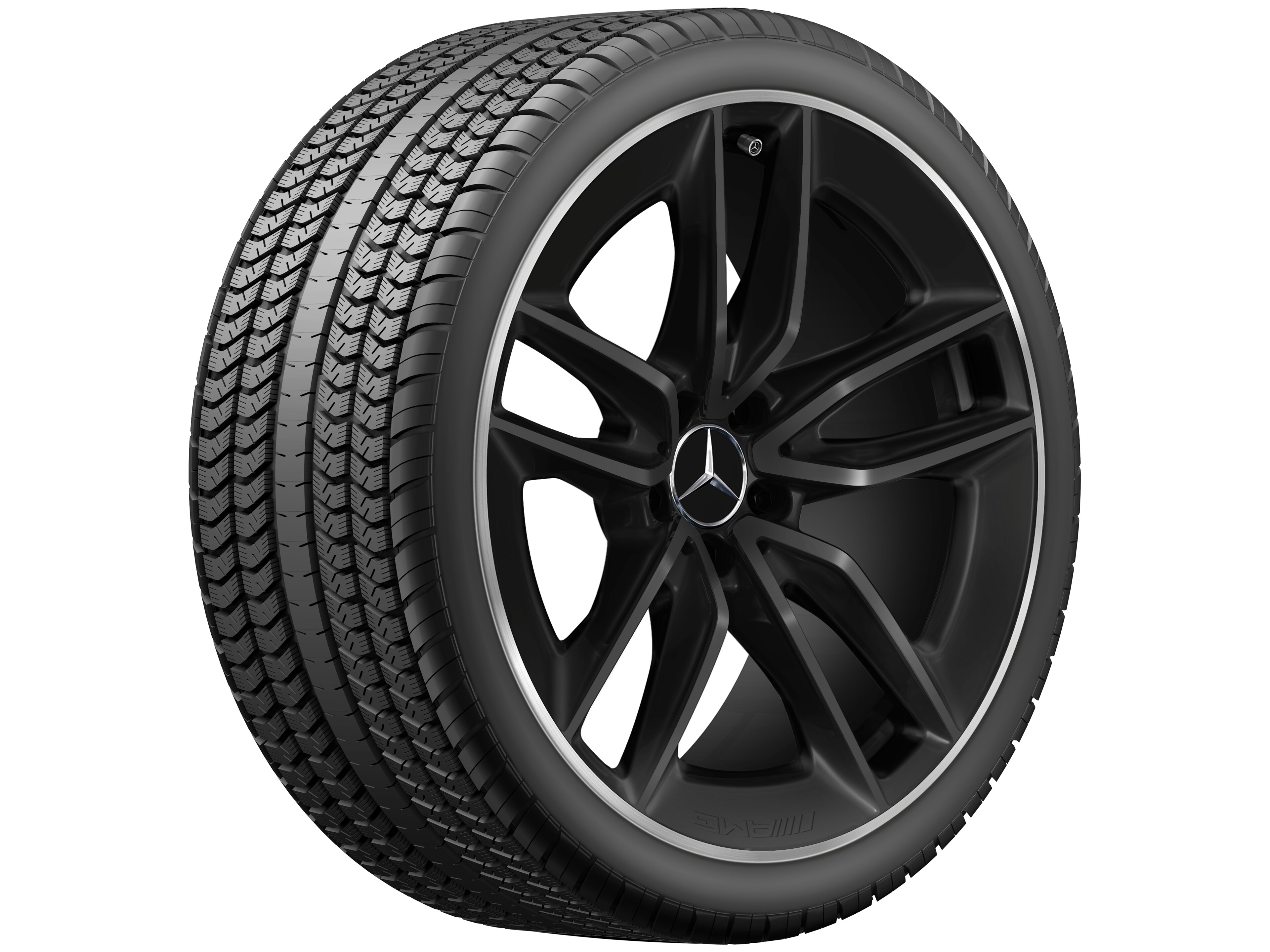 AMG 5-twin-spoke wheel, 50.8 cm (20-inch), High-sheen rim flange - 9 J x 20 ET 28, matt black, high-sheen rim flange