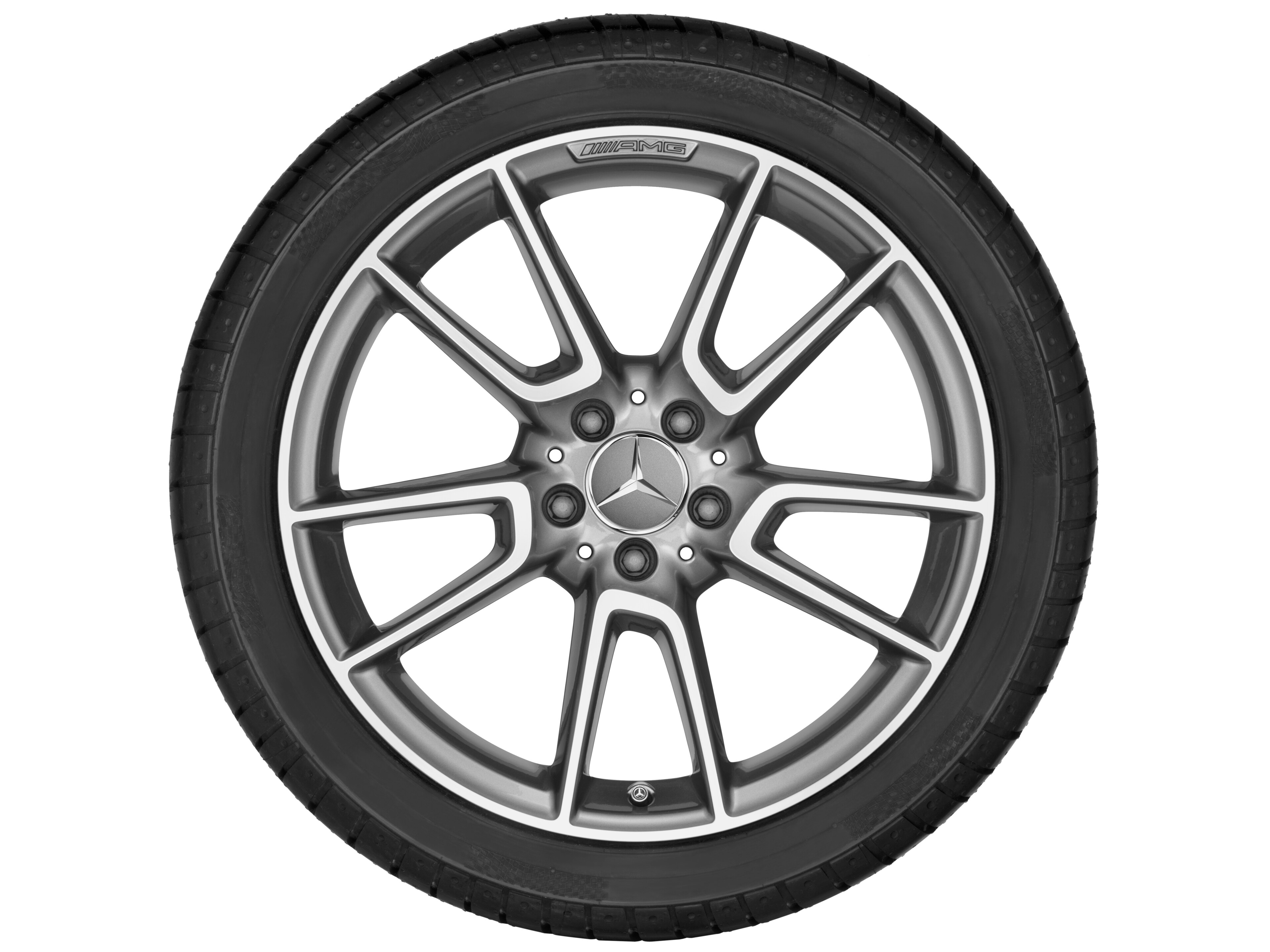 AMG 5-twin-spoke wheel, 48.3 cm (19-inch) - 8,5 J x 19 ET 52, titanium grey, high-sheen