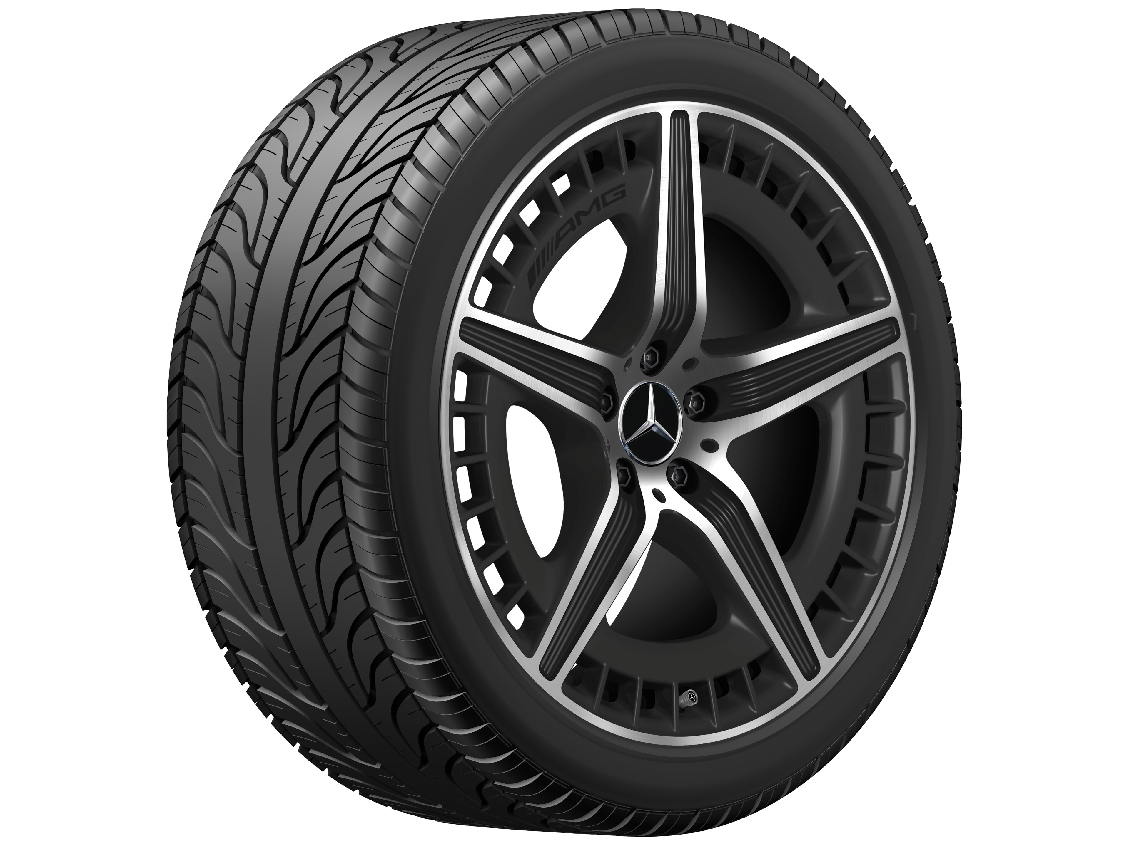 AMG 5-twin-spoke wheel, 50.8 cm (20-inch) - 9,5 J x 20 ET 52, matt black, high-sheen