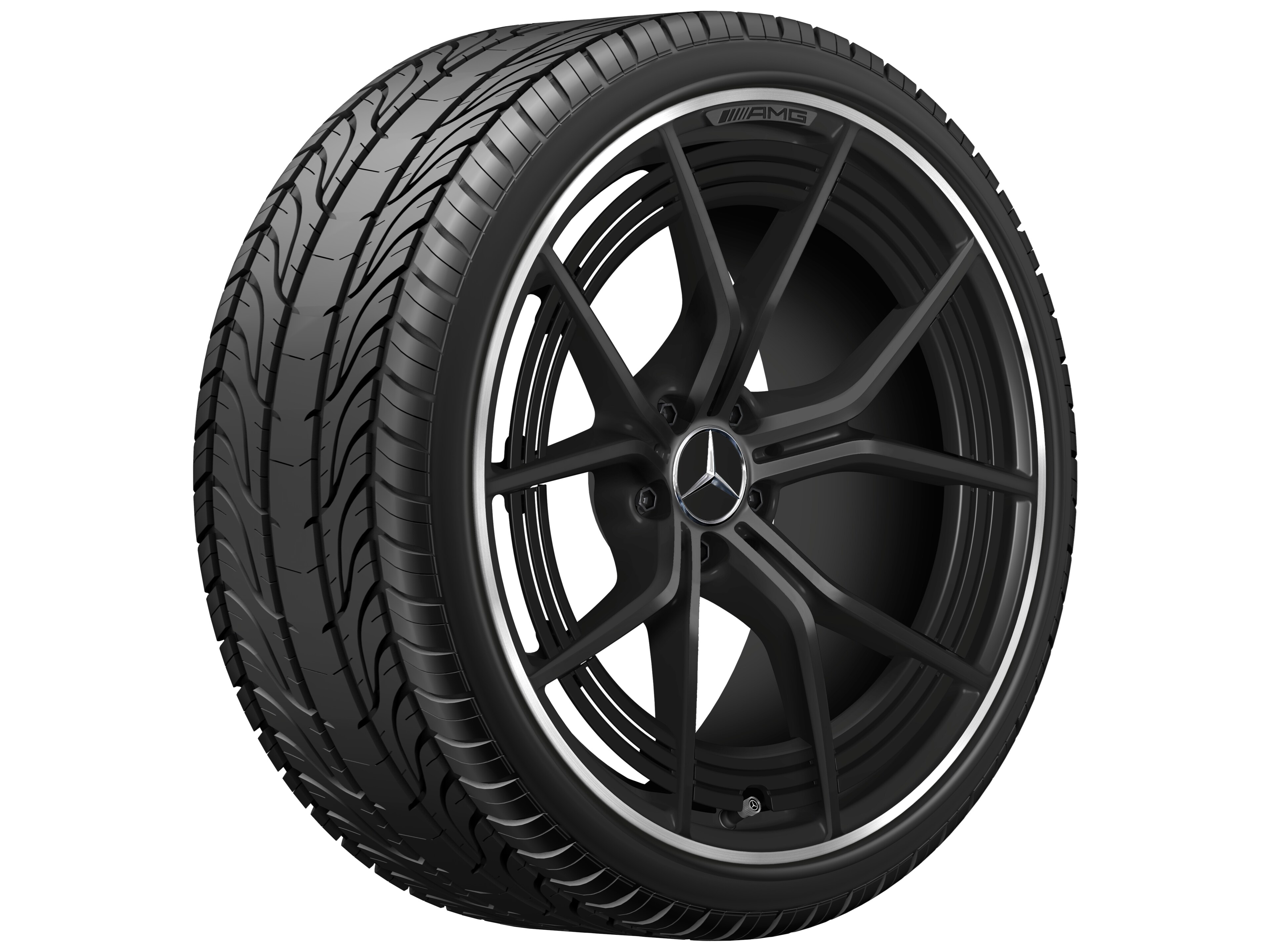 AMG forged wheel in cross-spoke design, 53.3 cm (21-inch), High-sheen rim flange - 11,5 J x 21 ET 30, matt black, high-sheen rim flange