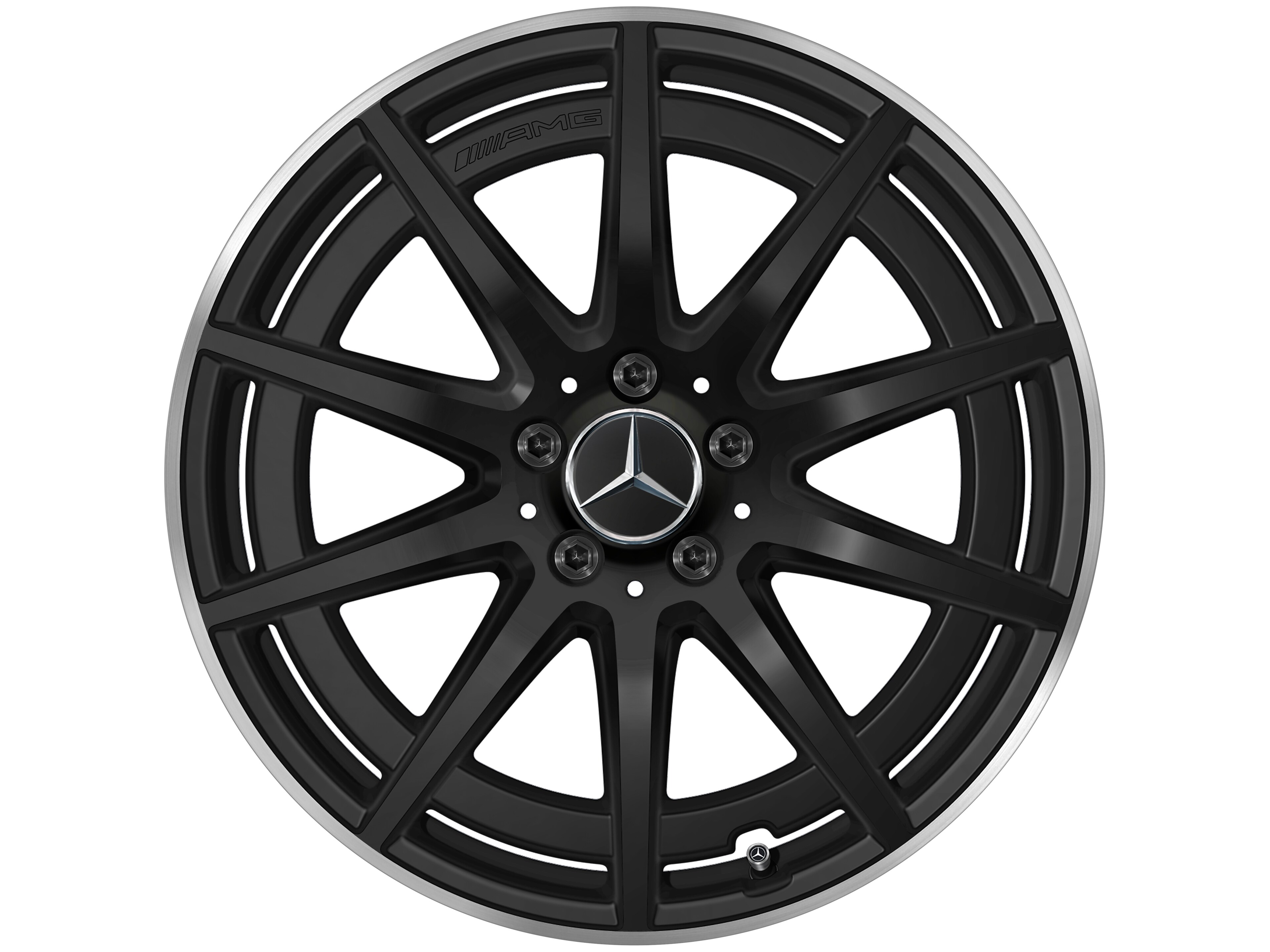 AMG 10-spoke wheel, 48.3 cm (19-inch), High-sheen rim flange - 8 J x 19 ET 49, matt black, high-sheen rim flange