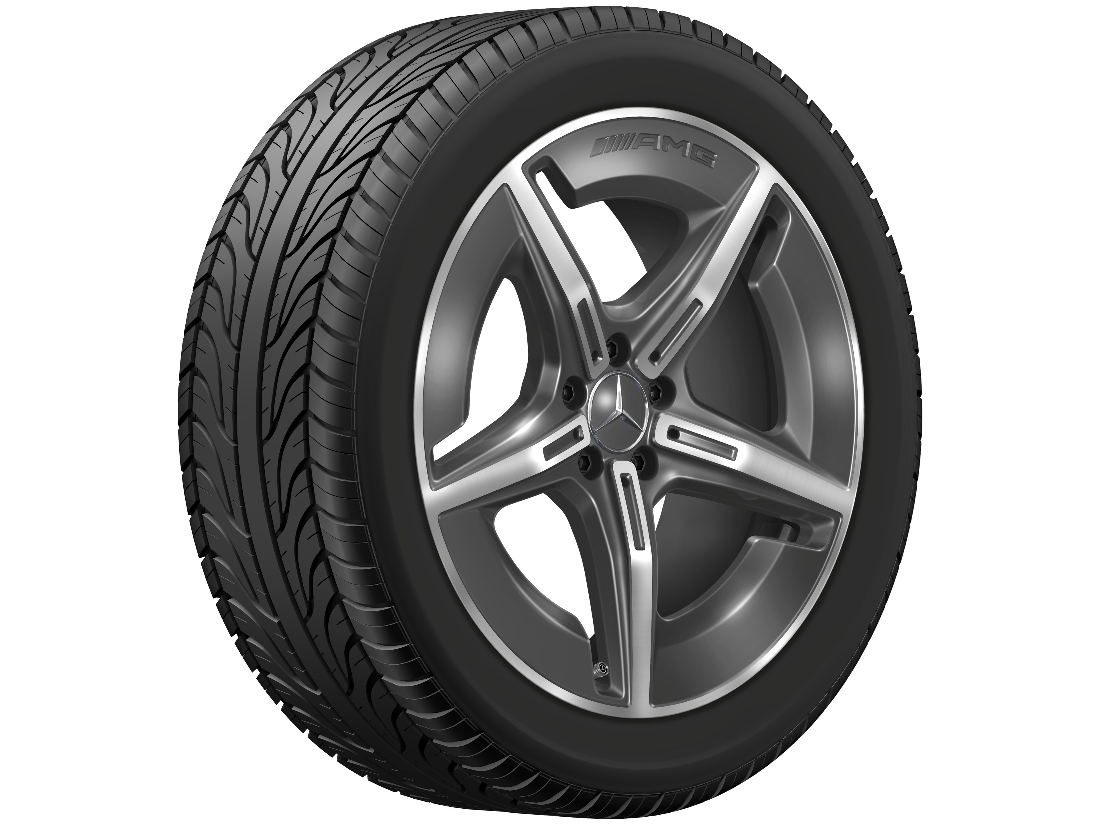 AMG light-alloy wheel, in 5-spoke design, 50.8 cm (20-inch), aerodynamically optimized - 9,5 J x 20 ET 58,2, tantalite grey, high-sheen