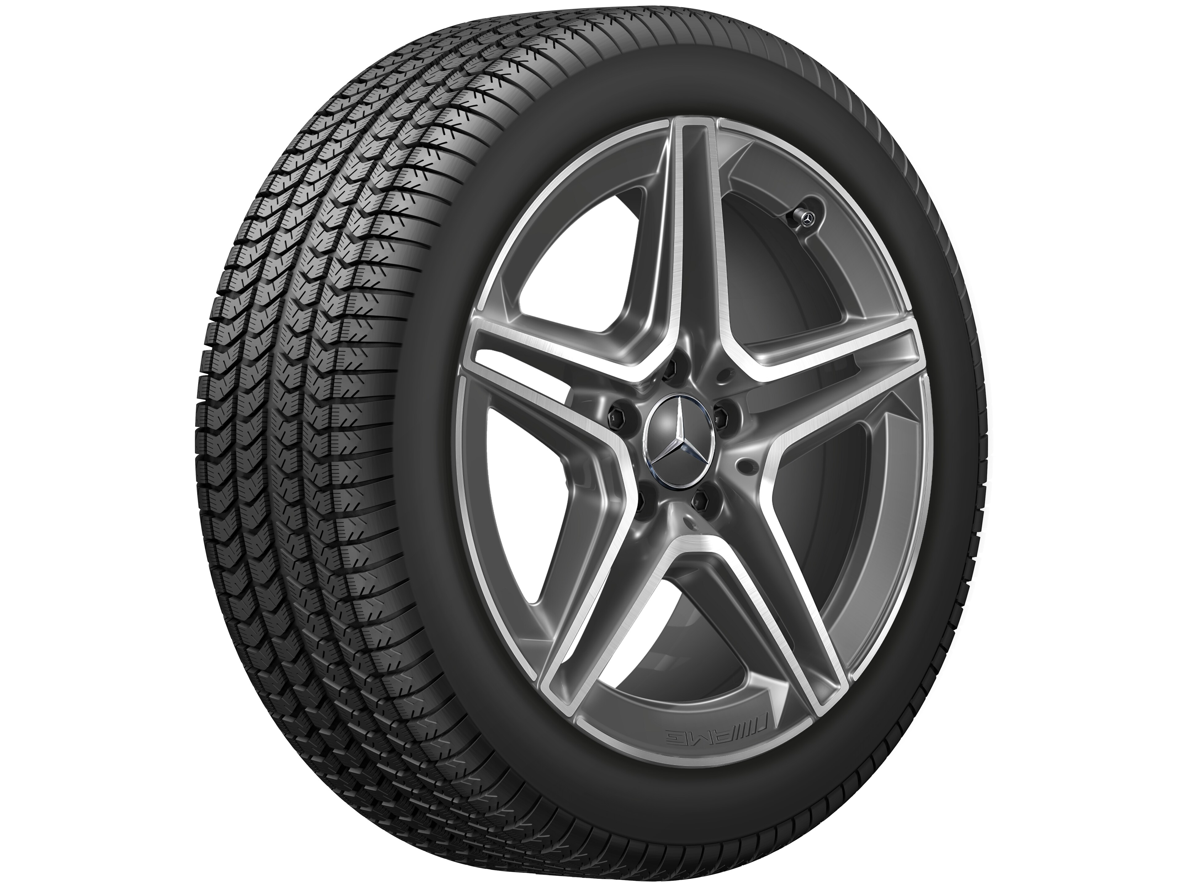 AMG 5-twin-spoke wheel, 45.7 cm (18-inch) - 9 J x 18 ET 49, tantalite grey, high-sheen