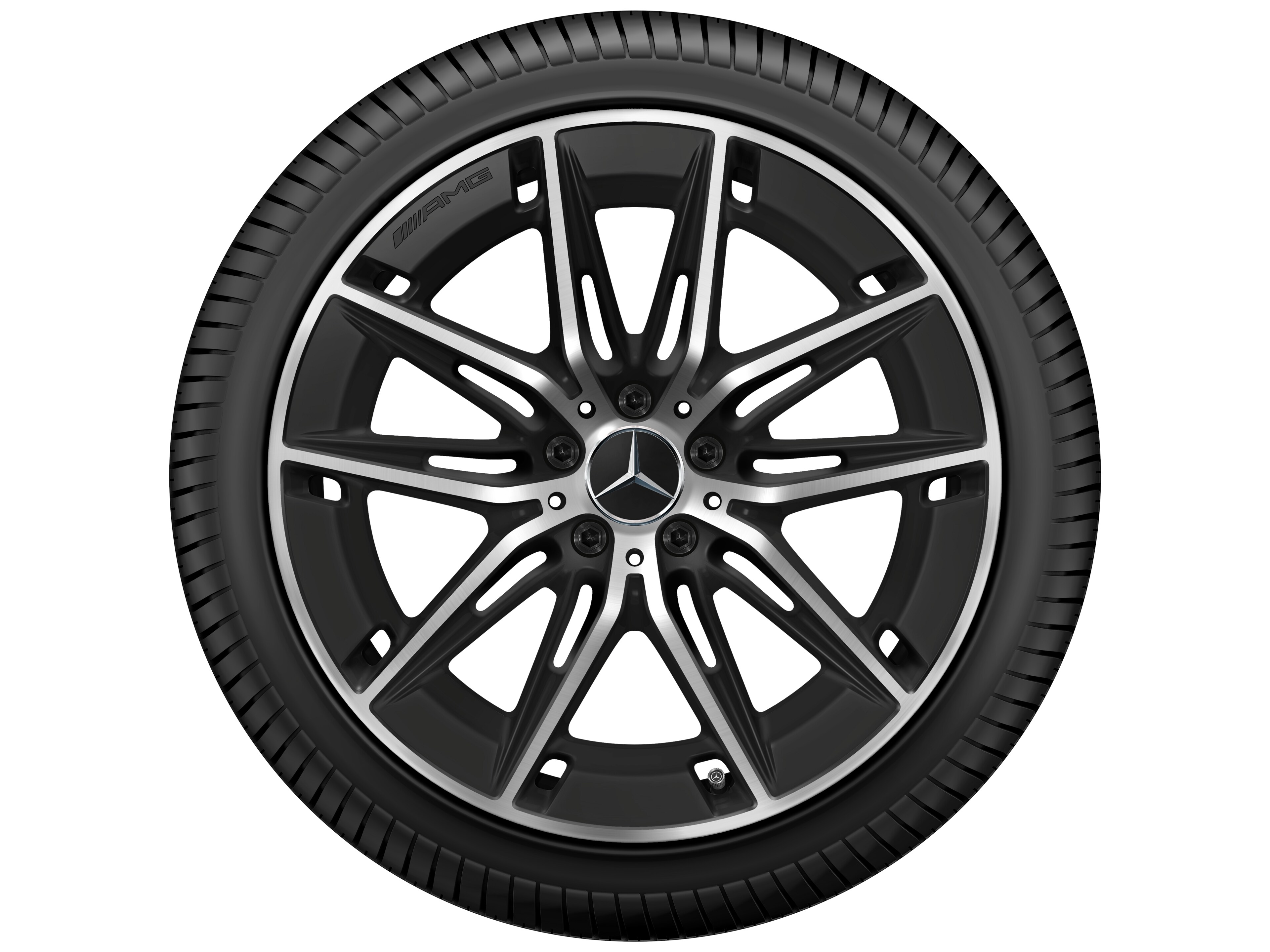 AMG light-alloy wheel, in 5-twin-spoke design, 50.8 cm (20-inch) - 9,5 J x 20 ET 25,2, matt black, high-sheen