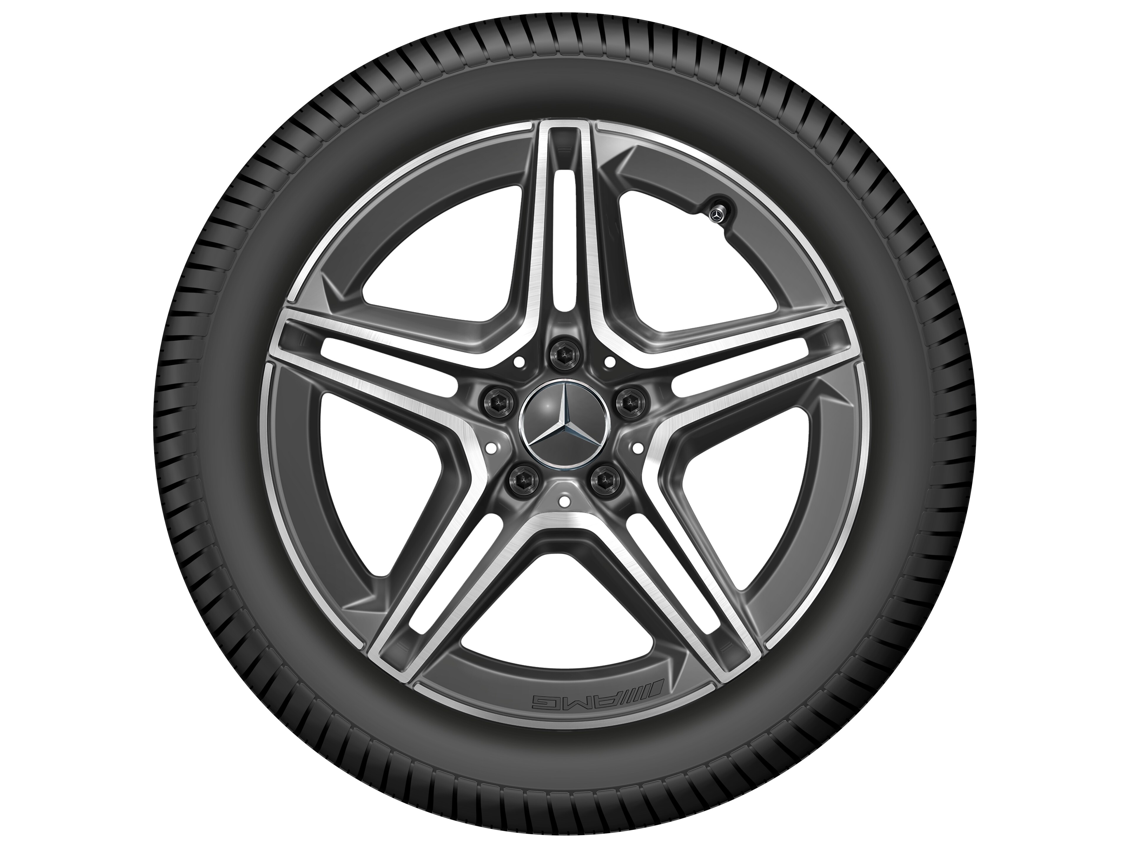 AMG 5-twin-spoke wheel, 45.7 cm (18-inch) - 9 J x 18 ET 49, tantalite grey, high-sheen