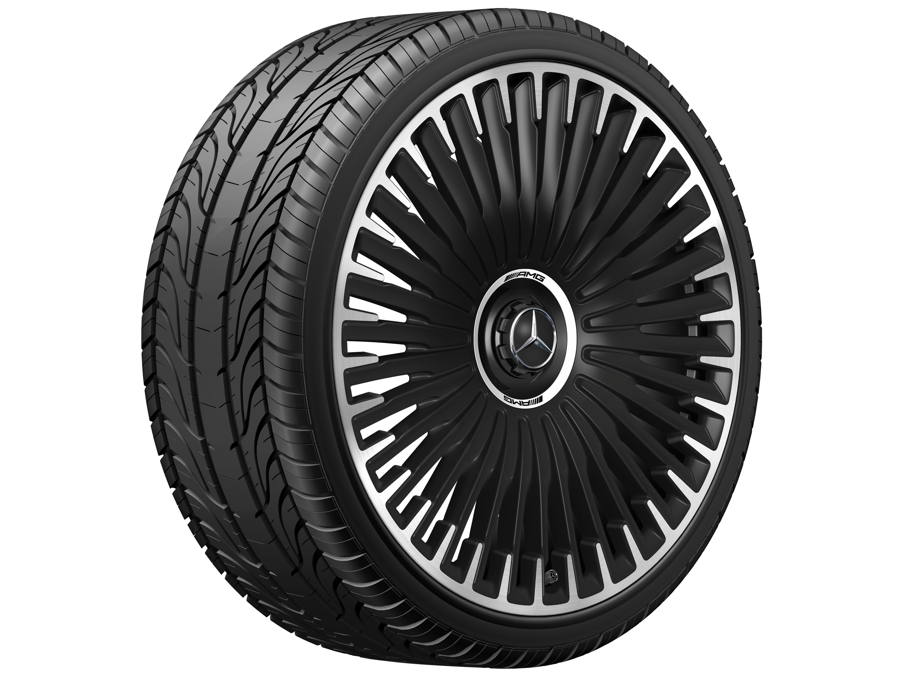 AMG multi-spoke wheel, 53.3 cm (21-inch), High-sheen rim flange - 9,5 J x 21 ET 52, matt black, high-sheen rim flange