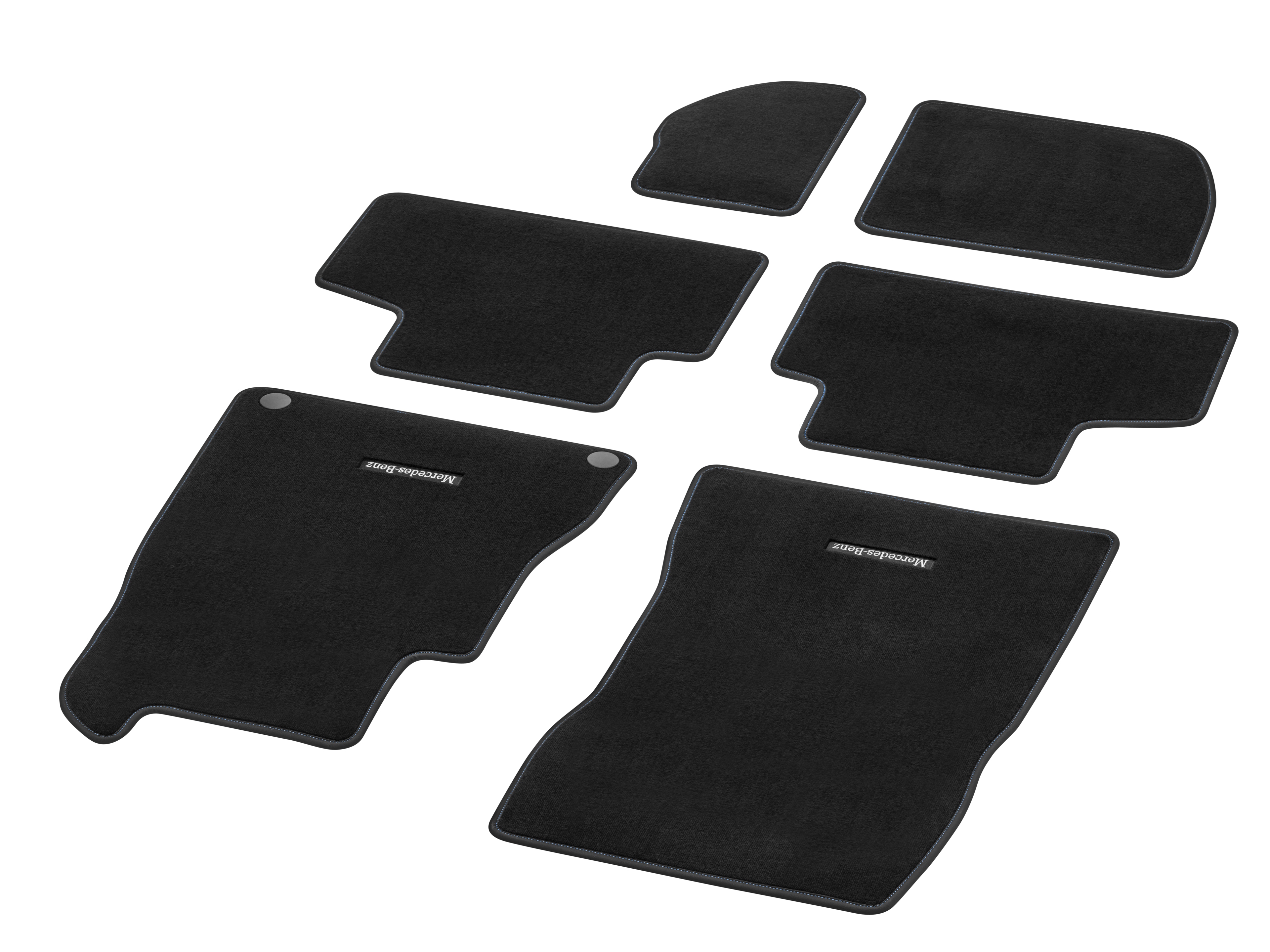 Velour floor mats CLASSIC, Set, Set of 6, ocean topstitching